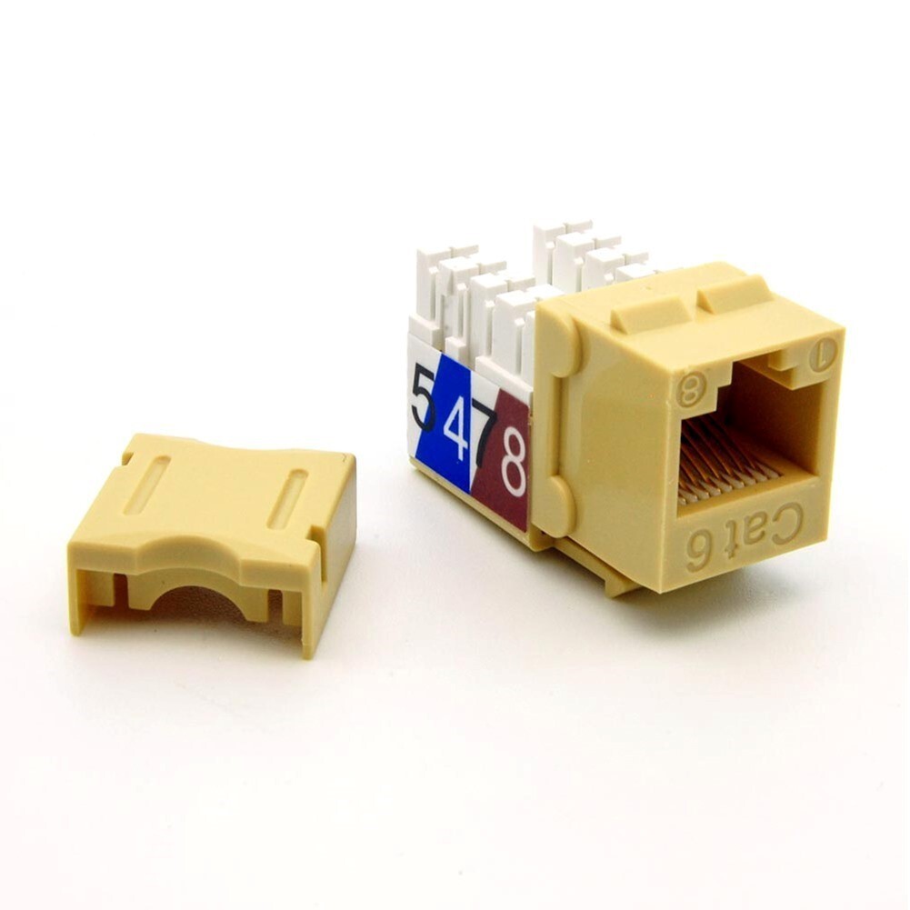 Cat6 RJ45 Network LAN Ethernet Keystone Jack 110 Punch Down Snap-In 8P8C Ivory