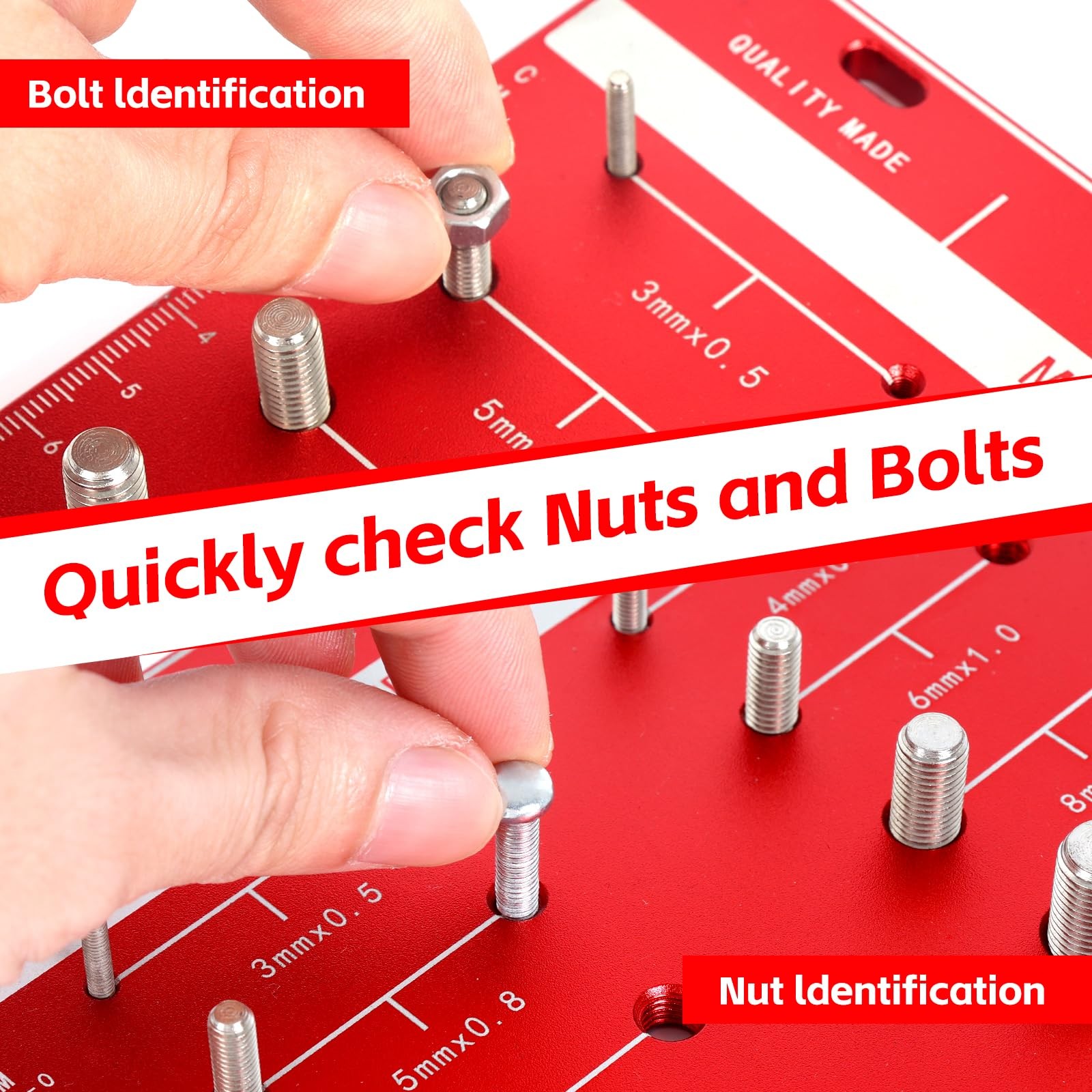 44 PCS Nut Bolt Thread Checker Standard Metric Size Gauge Wall Mount Ruler