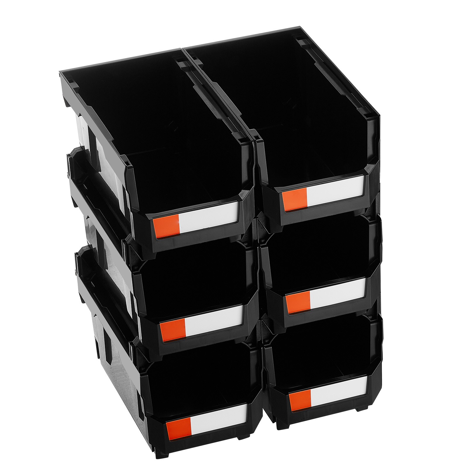 Uimoso Plastic Stackable Storage Containers 6 pcs Garage Organizer Black