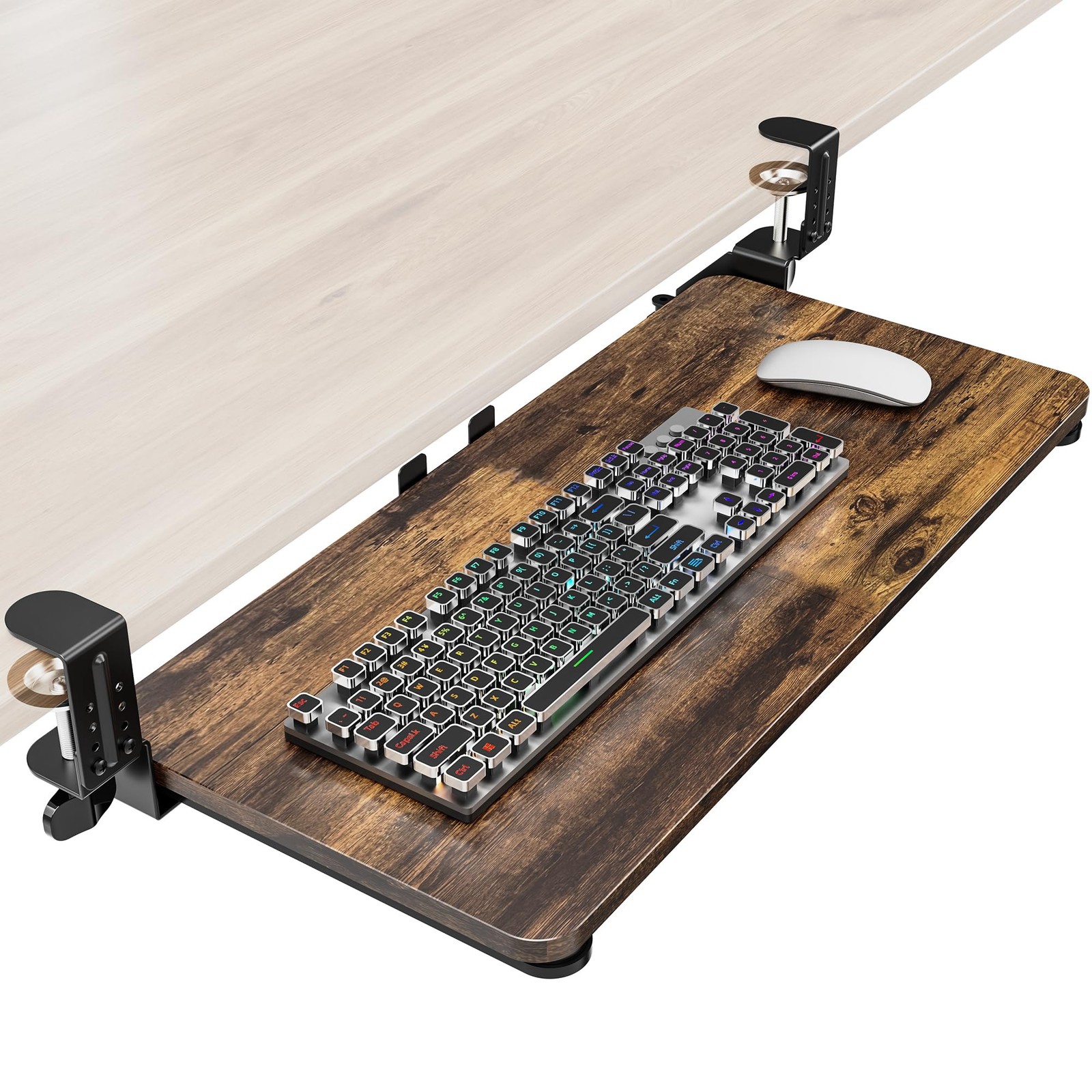 Ergonomic Keyboard Tray Under Desk, Pull Out with Adjustable -clamp, 25.6 (31...