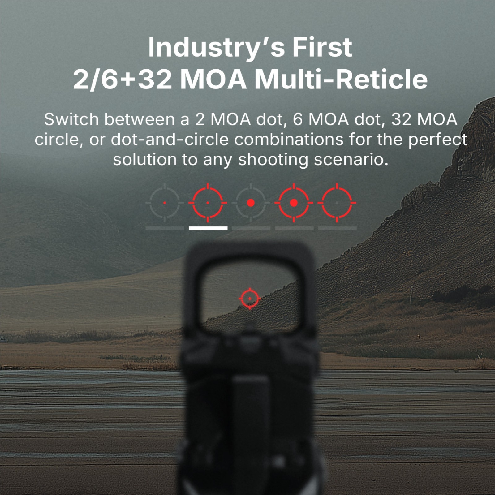 OSIGHT XR Enclosed Red Dot Sight with 2/6 + 32 MOA Multi-Reticle System.