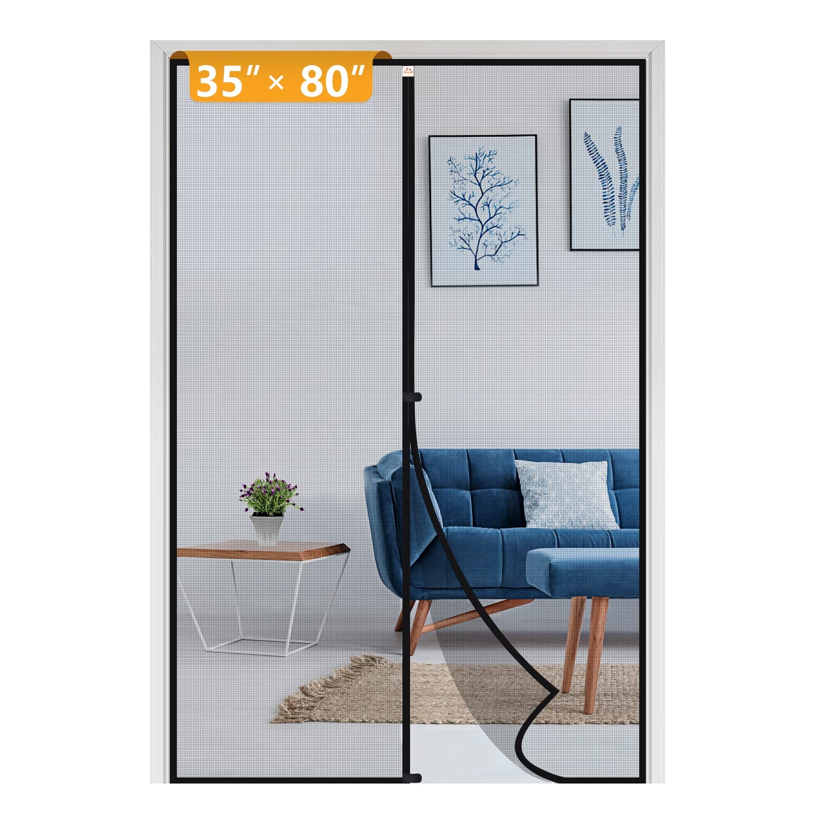Magnetic Screen Door Fits Door Size 35 x 80, Screen Size 37" x 81" Reinforced...
