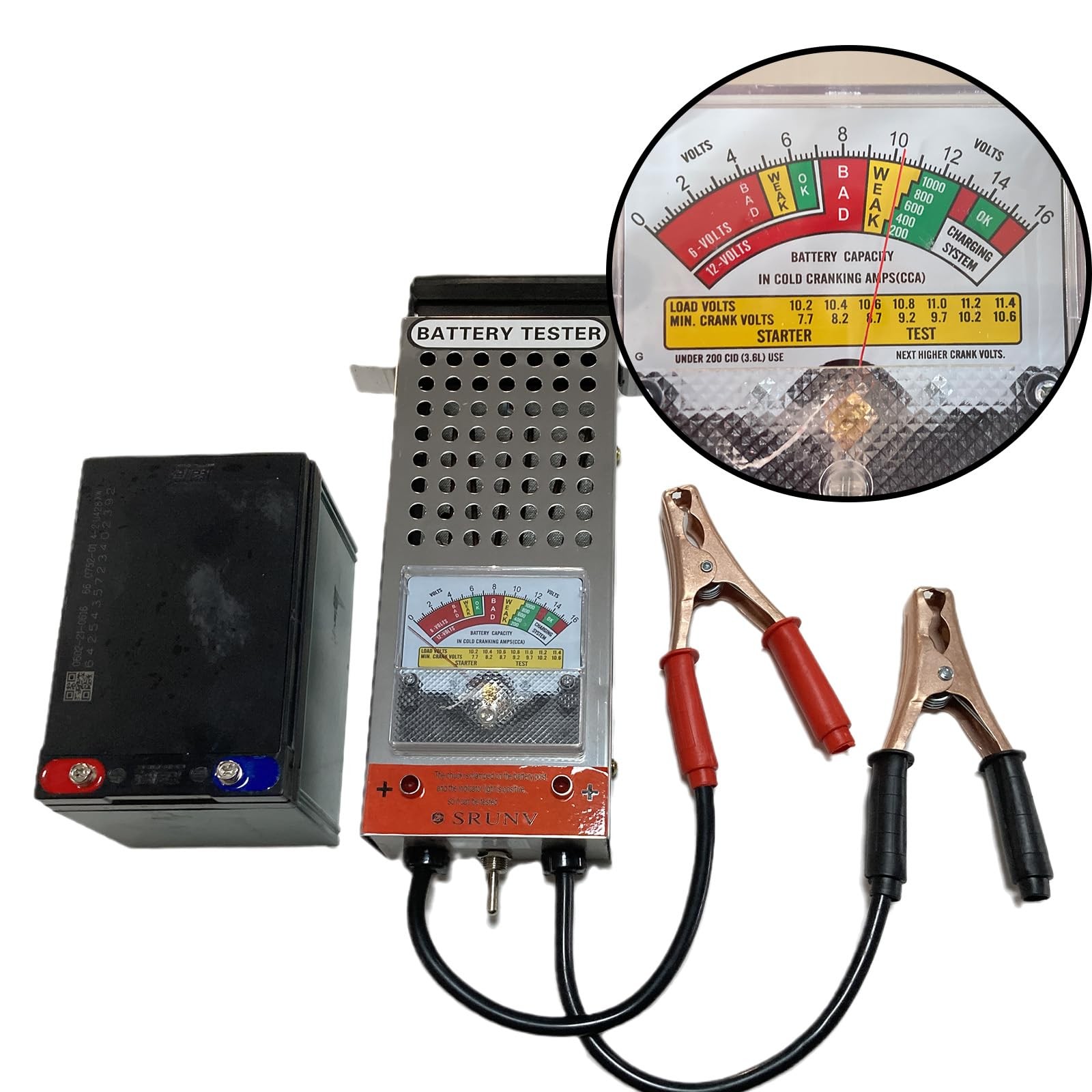 Battery Load Tester, Car Tester 6/12V Compact, Black