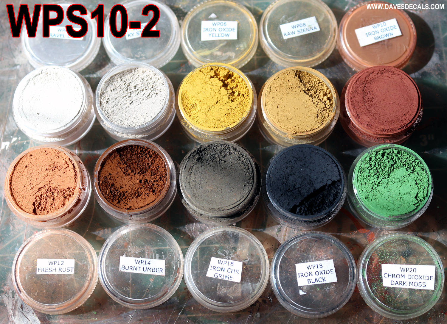 WPS10-2 DAVE'S WEATHERING POWDERS ALL NATURAL EARTH PIGMENT 10 COLOR SET 2