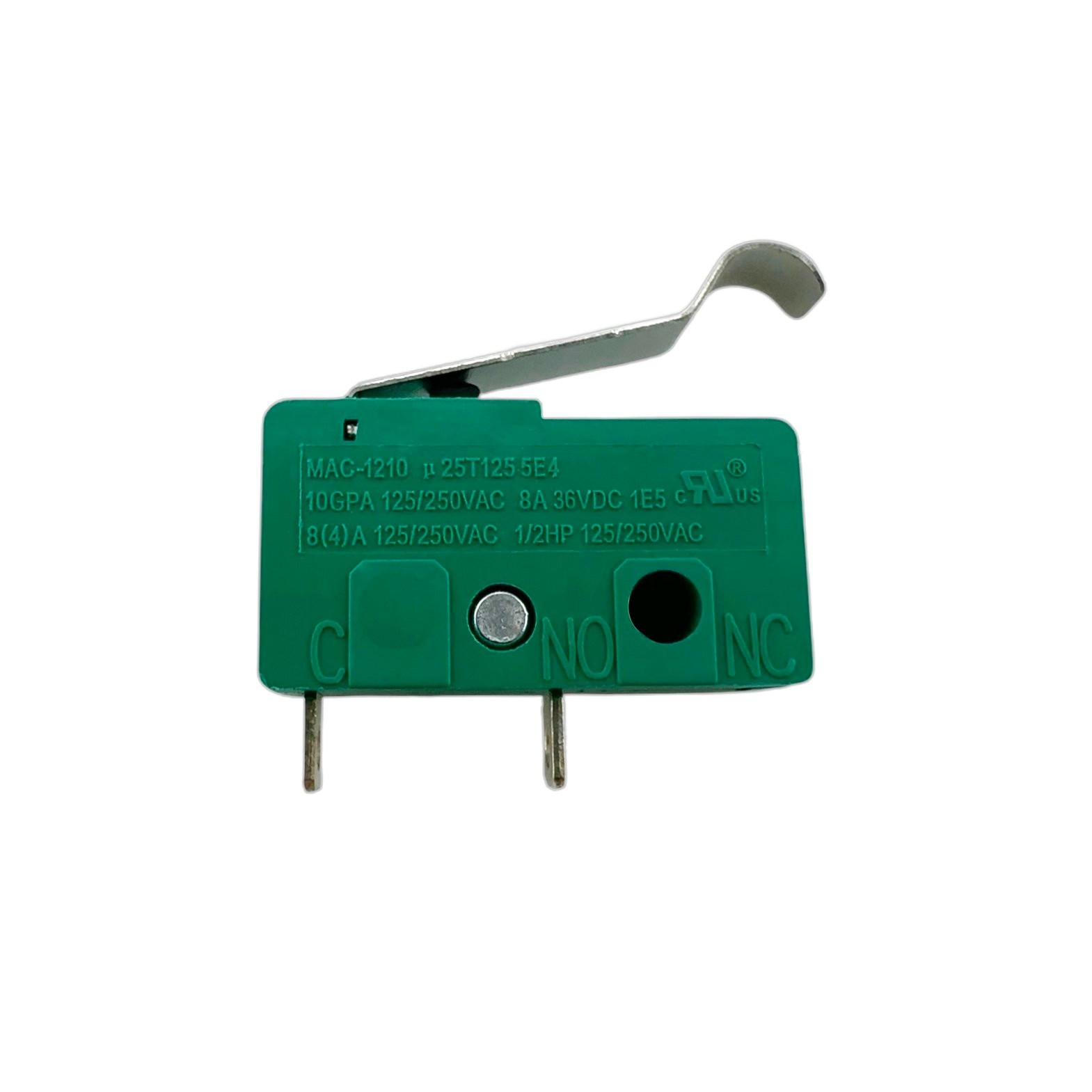 CNiBAO MAC-1210 Curved Lever Micro Switch 2-Pins Normally Open