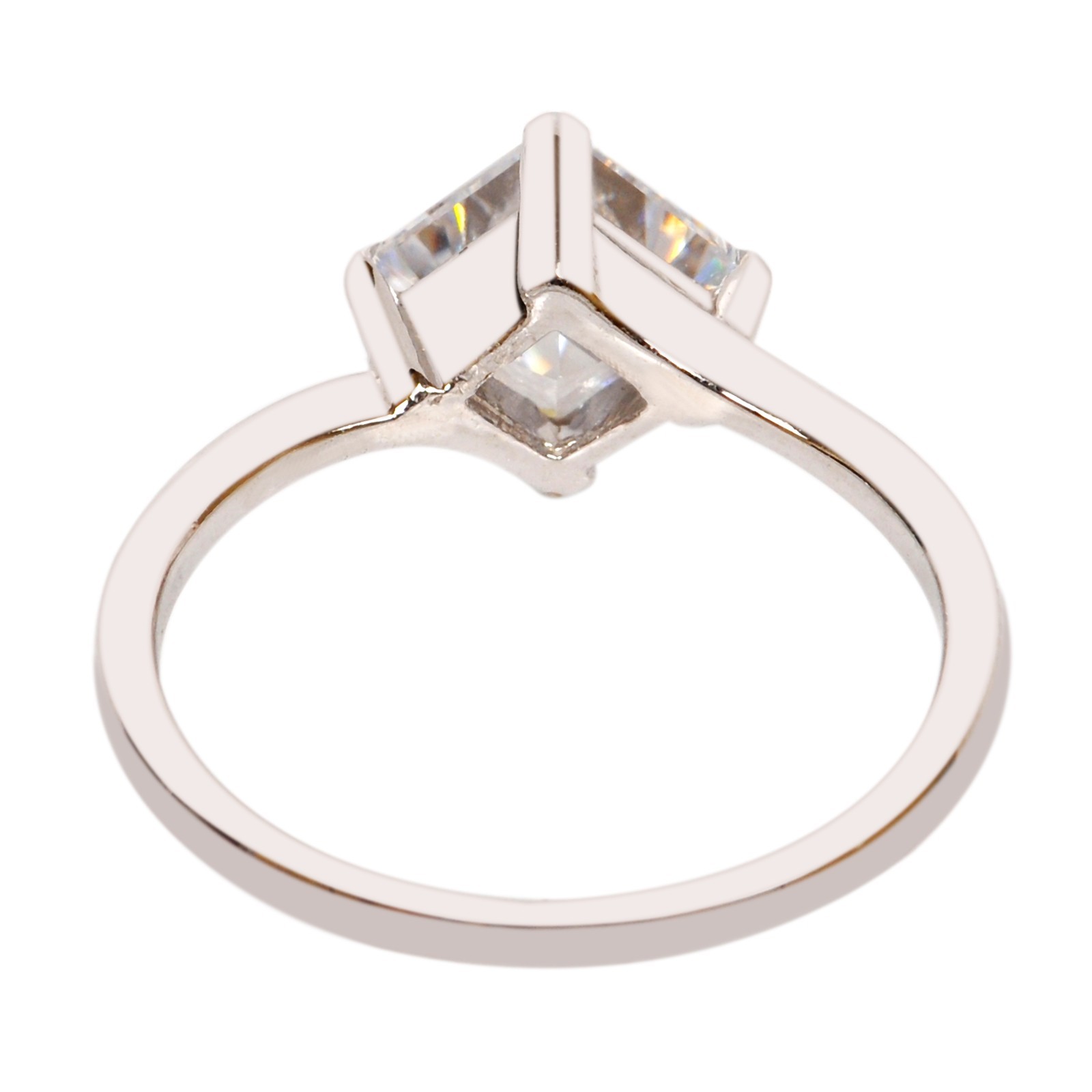 D/VVS1 2.00 Carats Octagon Shape Solitaire Ring In 925 Silver - Tariffs Free