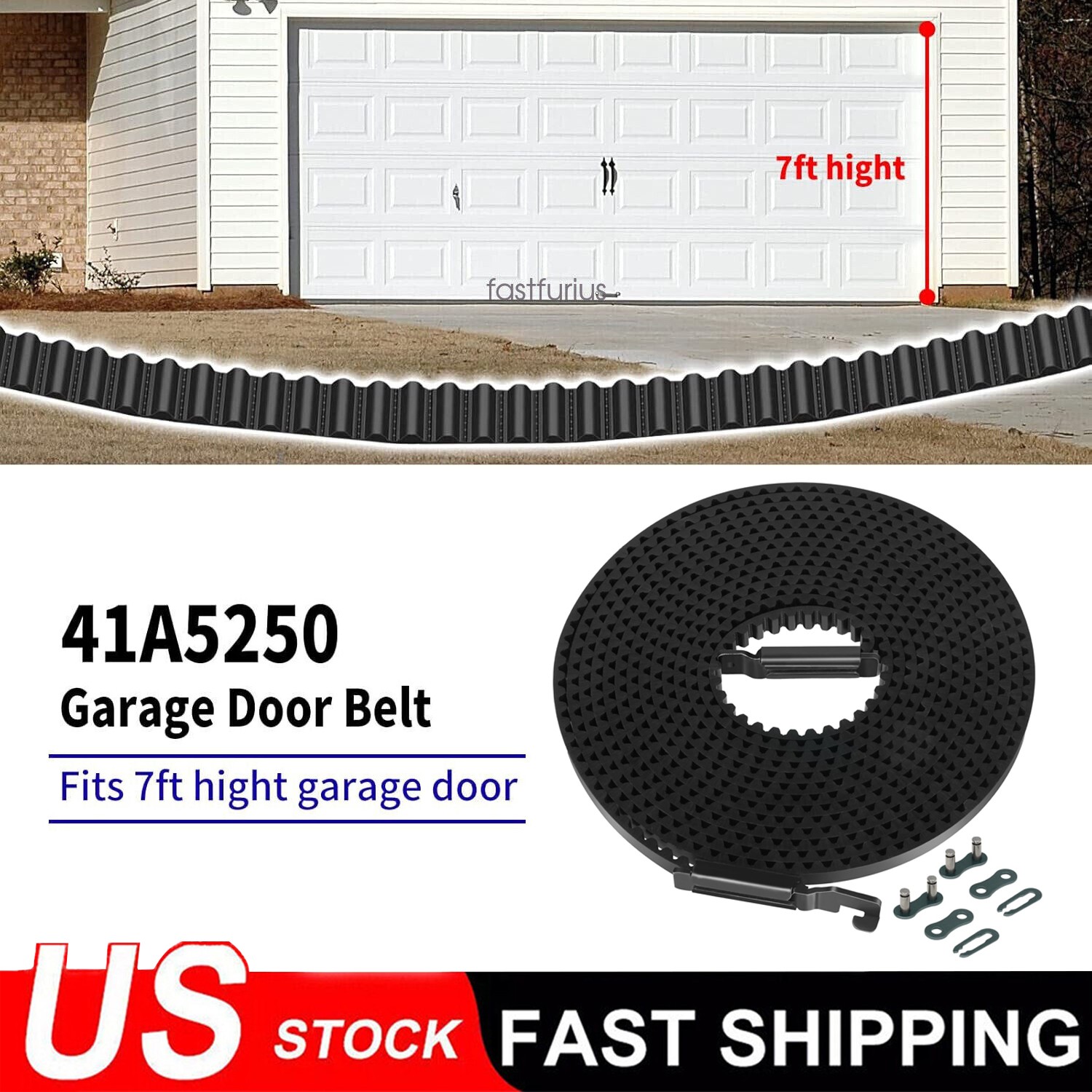 Fits Liftmaster Chamberlain Craftsman Garage Door Openers 41A5250 Belt 7' Door