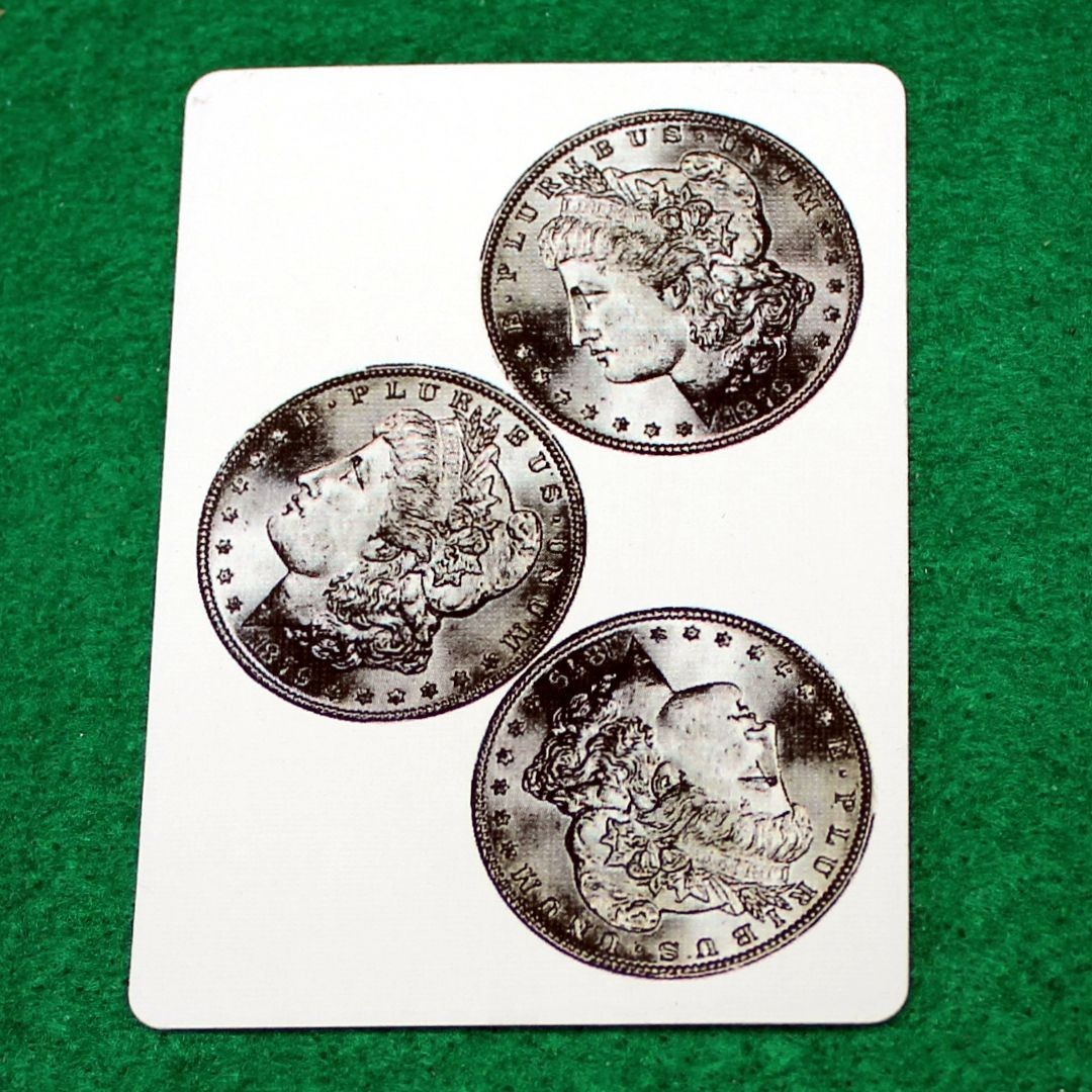 Morgan Dollar (3), Bicycle Printed Gaff Card, Blue