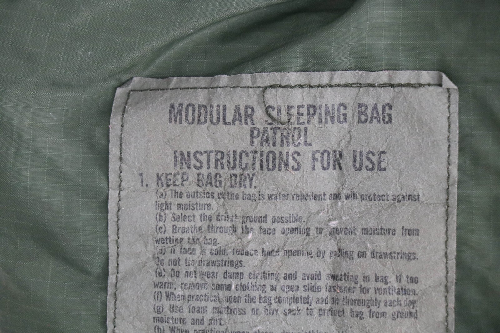 US Military OD Green Modular Patrol Sleeping Bag Sleep System Intermediate Army