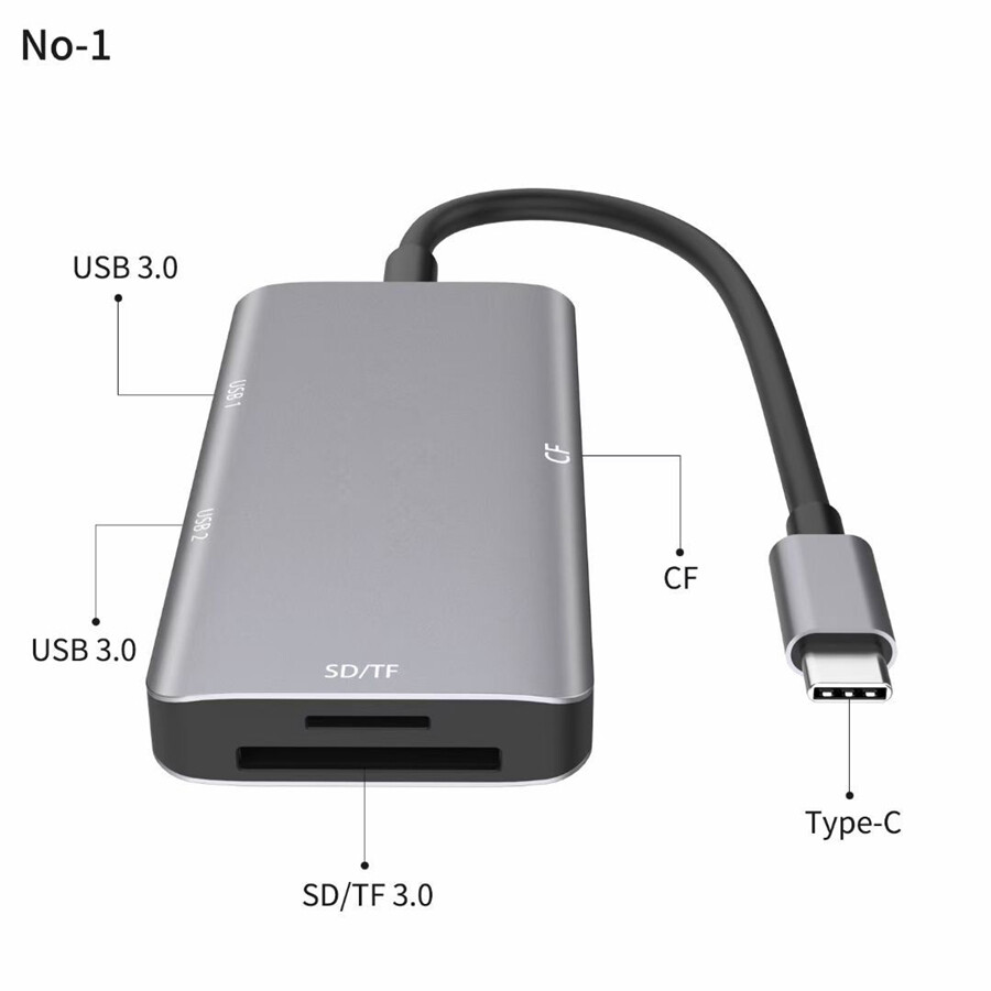5 in 1 USB 3.0 Multi-Function To SD/TF/CF Card Reader Adapter Hub Kit High Speed