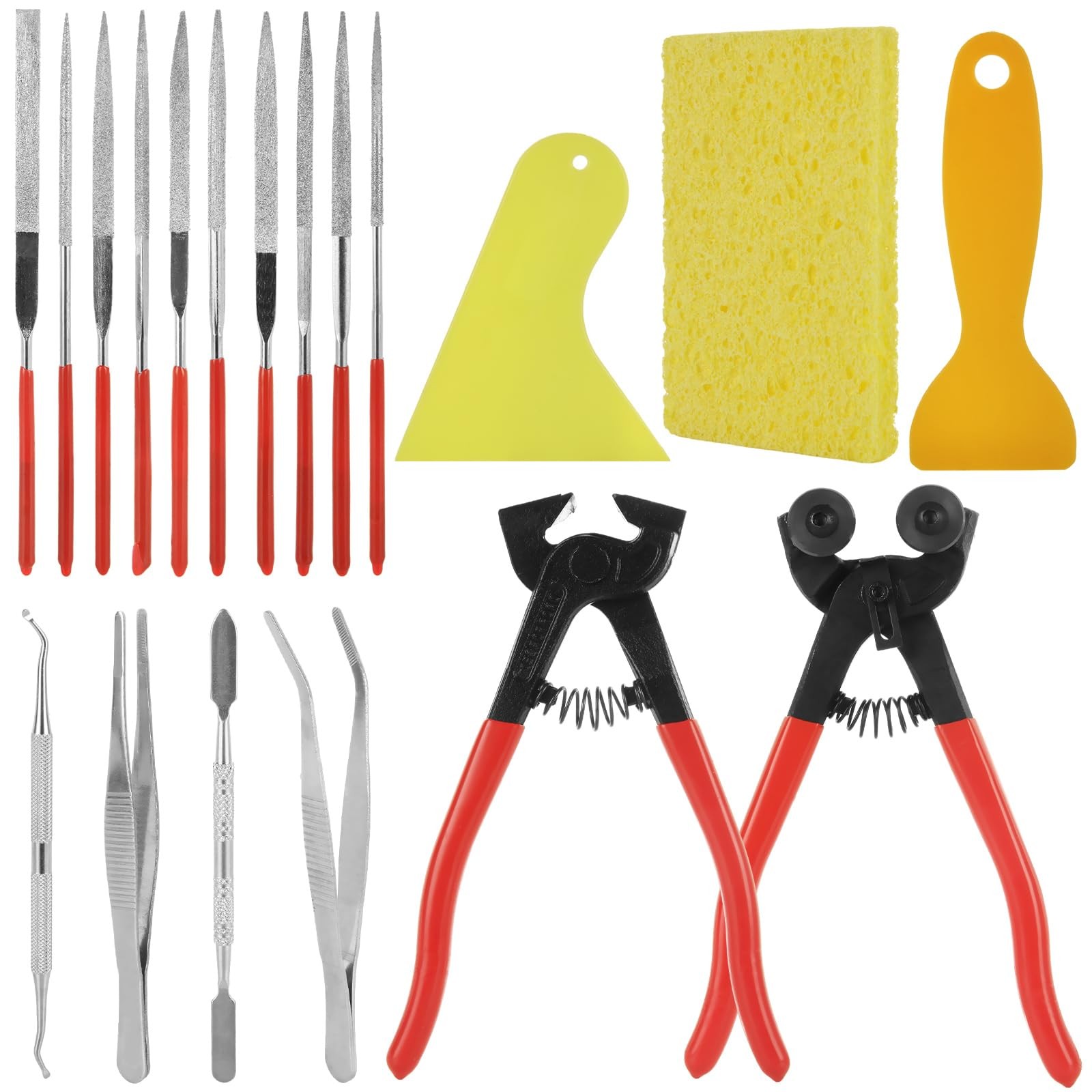 19 Pcs Mosaic Tools Set Heavy Duty Glass Mosaic Cut Nippers And Tile Nippers Pro