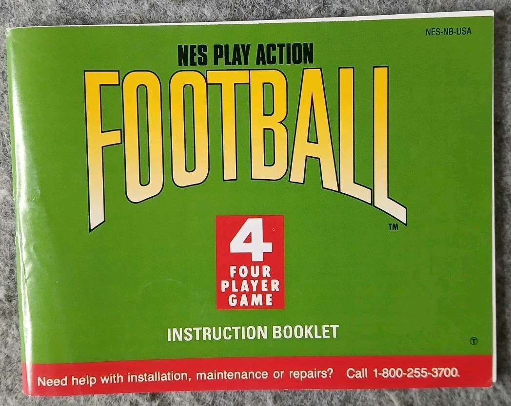 NES Play Action Football Instruction Manual – Original 1989 Nintendo Booklet