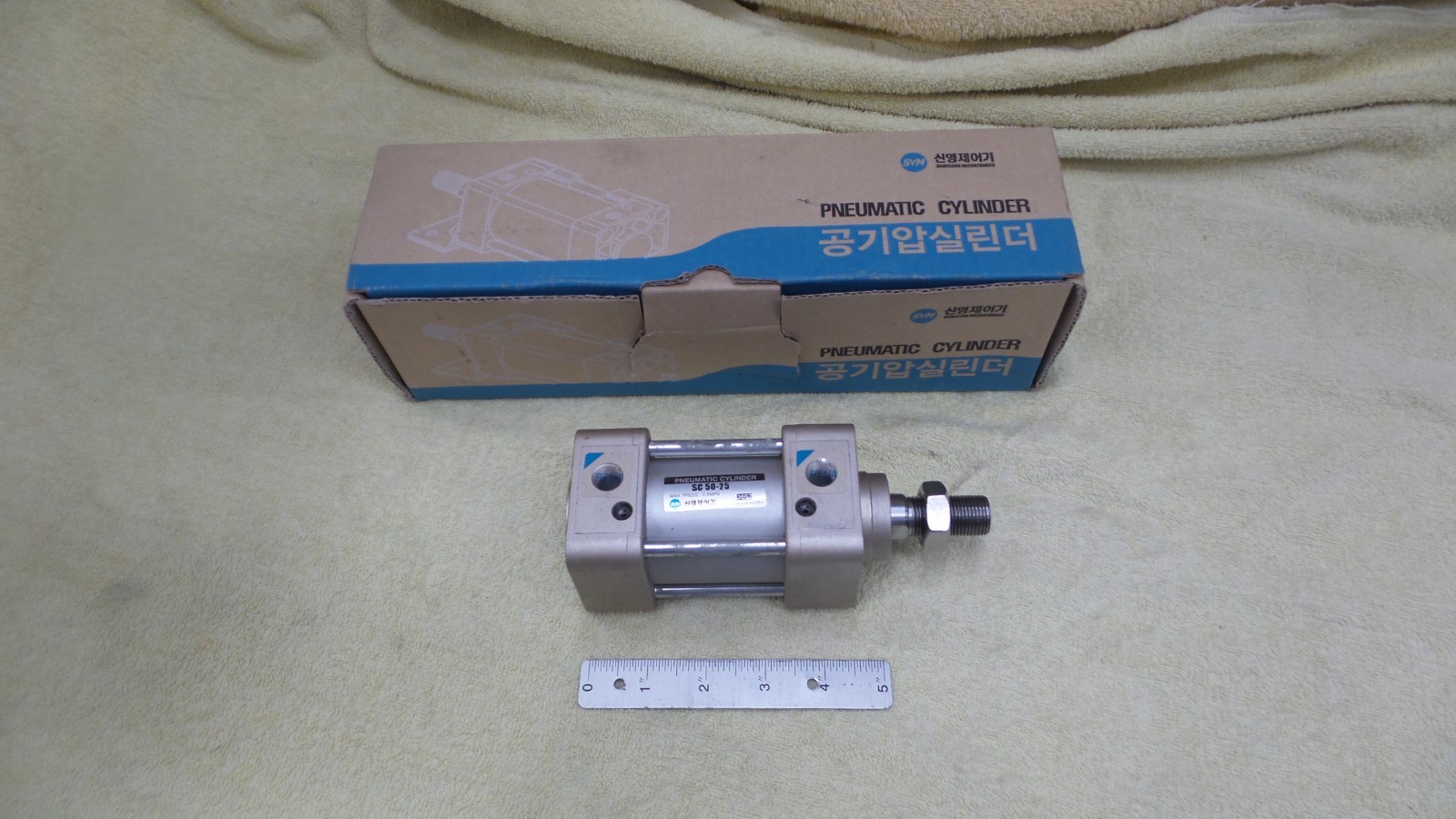 SYM SC 50-25 Pneumatic Cylinder 50MM Dia x 25MM Str. NOS,  0.9 MPa Max press. B8