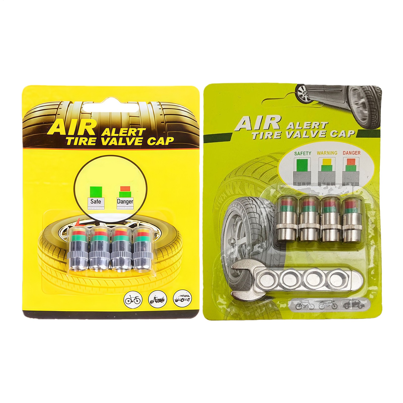 4pcs Tire Pressure Monitoring Caps Gauge Alert Tire Pressure Gauge Valve Caps