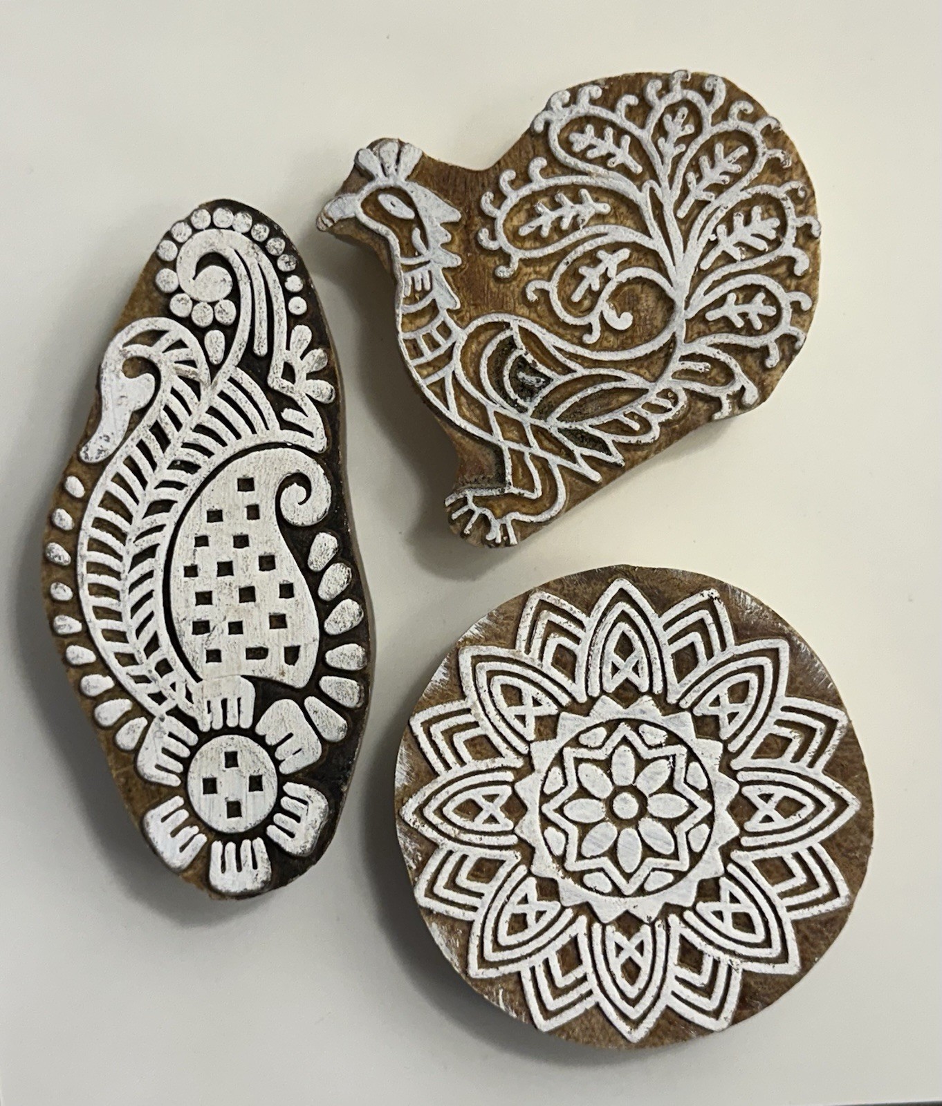 Set of 3 Shapes various Design Printing Block Wooden Stamp New WBS 8