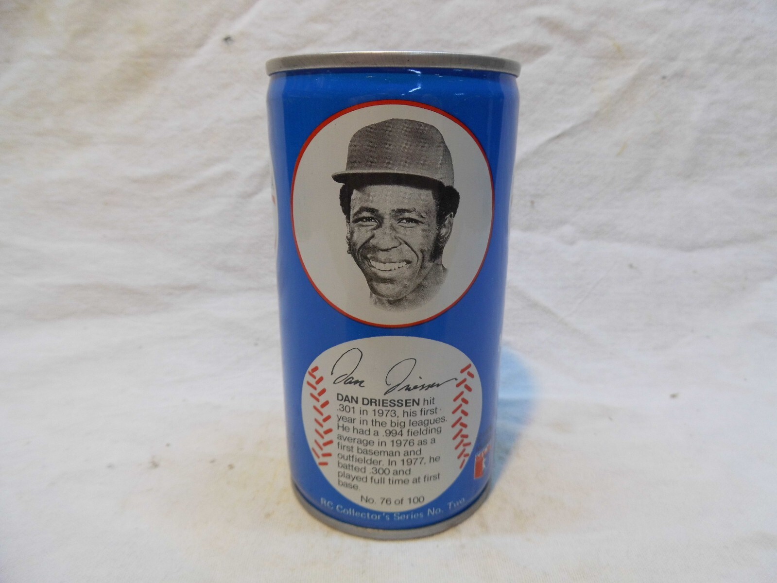 ROYAL CROWN RC COLA BASEBALL C/S SODA CAN~DAN DRIESSEN #76/100