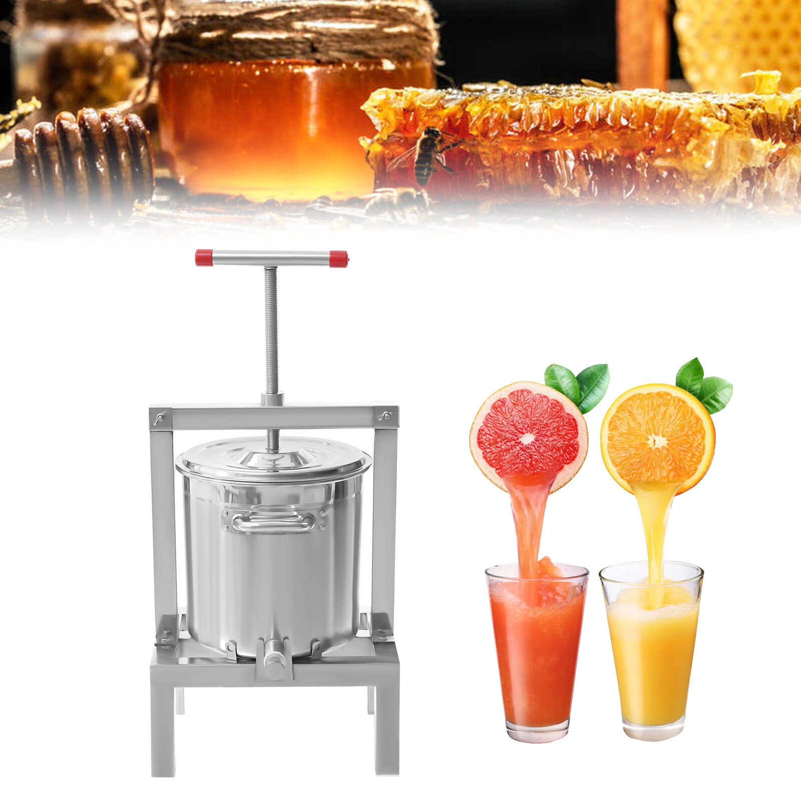 10L/2.6gal Fruit Wine Cider Press Apple Grapes Crusher Juice Maker Juicer Making