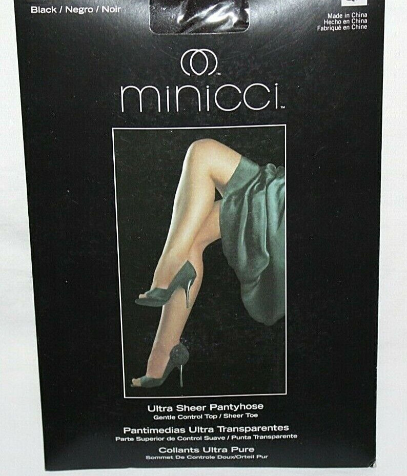 Minicci Ultra Sheer Black Pantyhose - Size Q