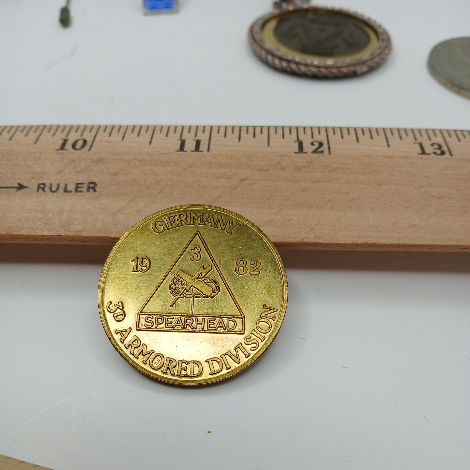 1982 3rd Armored Division “Spearhead ” Germany Gold Coin