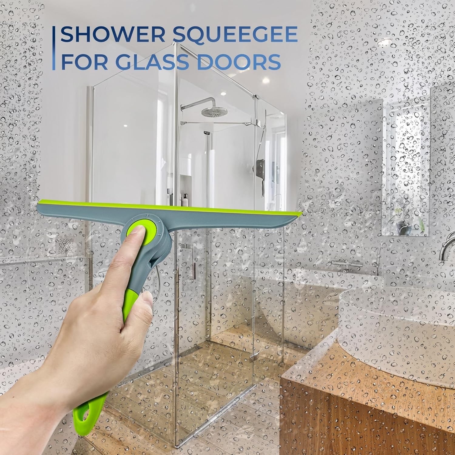 10" Heavy Duty Green, Grey Window Cleaning Squeegee, Handheld Squeegee for Gl...
