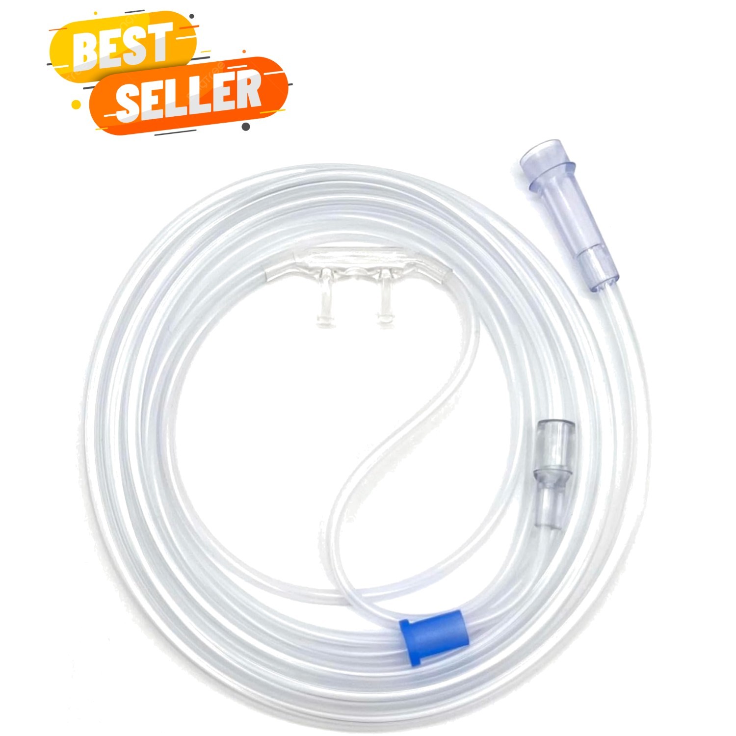 2Ft Oxygen Cannula - Soft Curved Nose Piece & Universal Fit Connector