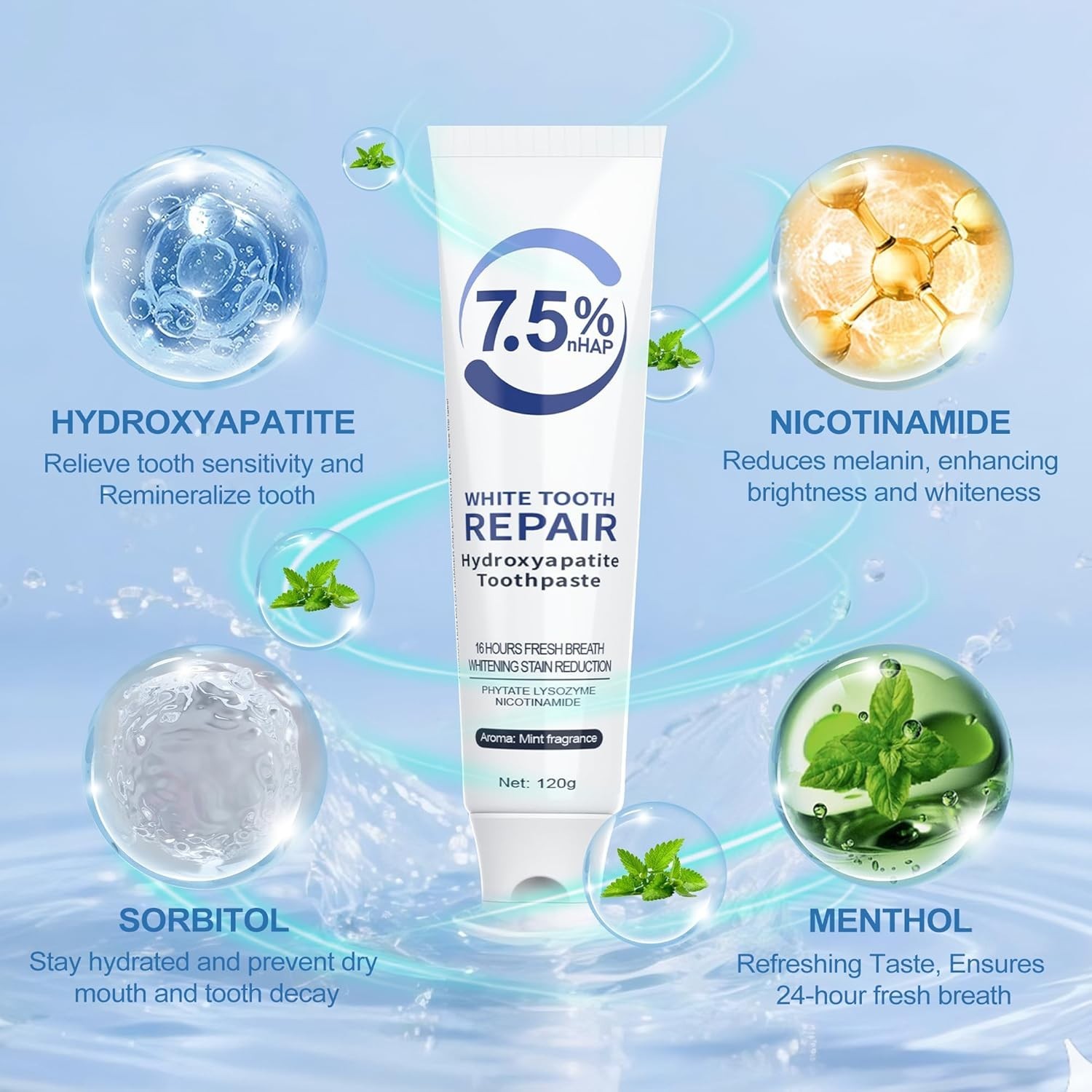 7.5% Hydroxyapatite Toothpaste 4.2 oz (2 Pack)