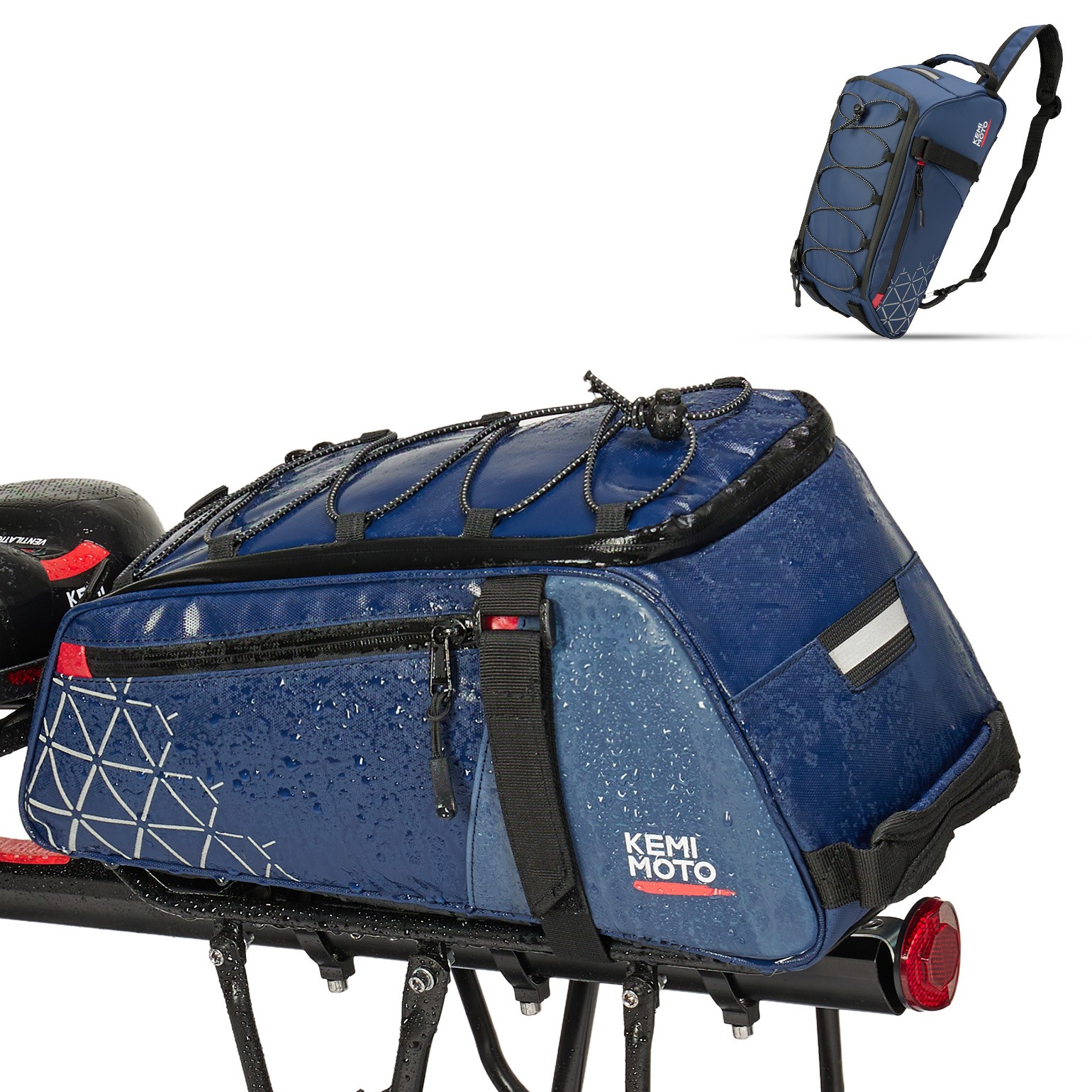 Rear Bike Rack Bag 8L PVC Bicycle Ebike Bags Bicycle Trunk Pannier Cycling