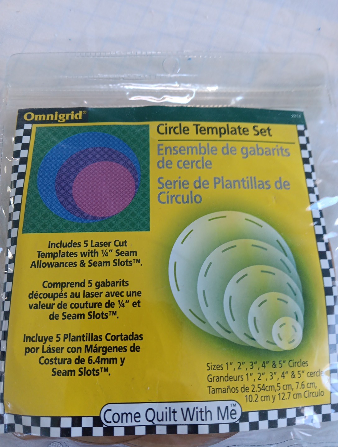 Omnigrid Circle Template Set   5 Laser Cut With 1/4 Seam