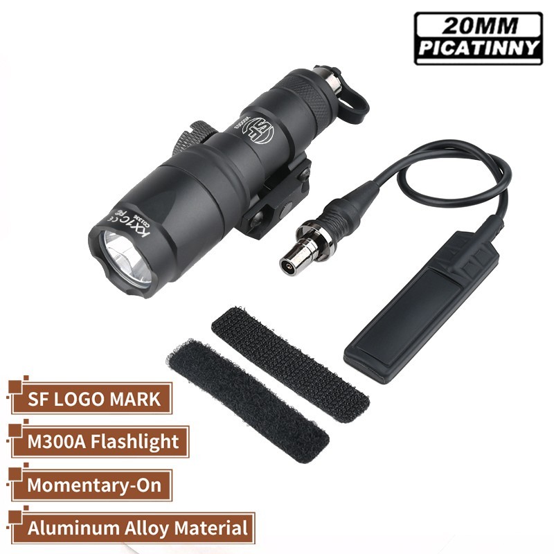 Tactical M300 Weapon Light Small Flashlight with Remote Pressure Switch + Cover
