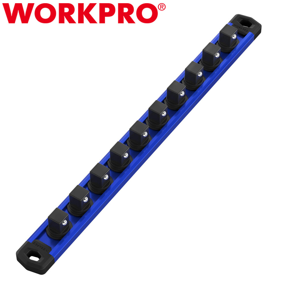 WORKPRO 3/8 Drive Magnetic Socket Organizer Socket Rail Heavy Duty Socket Holder