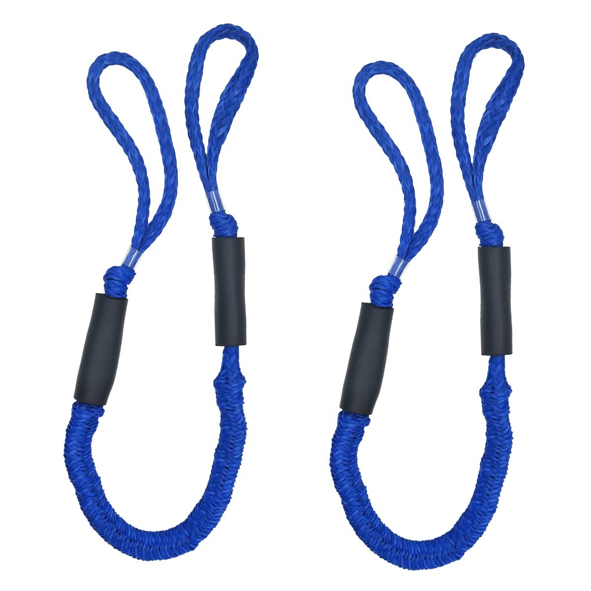 2 PCS 4 Ft Blue Bungee Cord Dock Line Stretch Shock Absorbing Marine Mooring