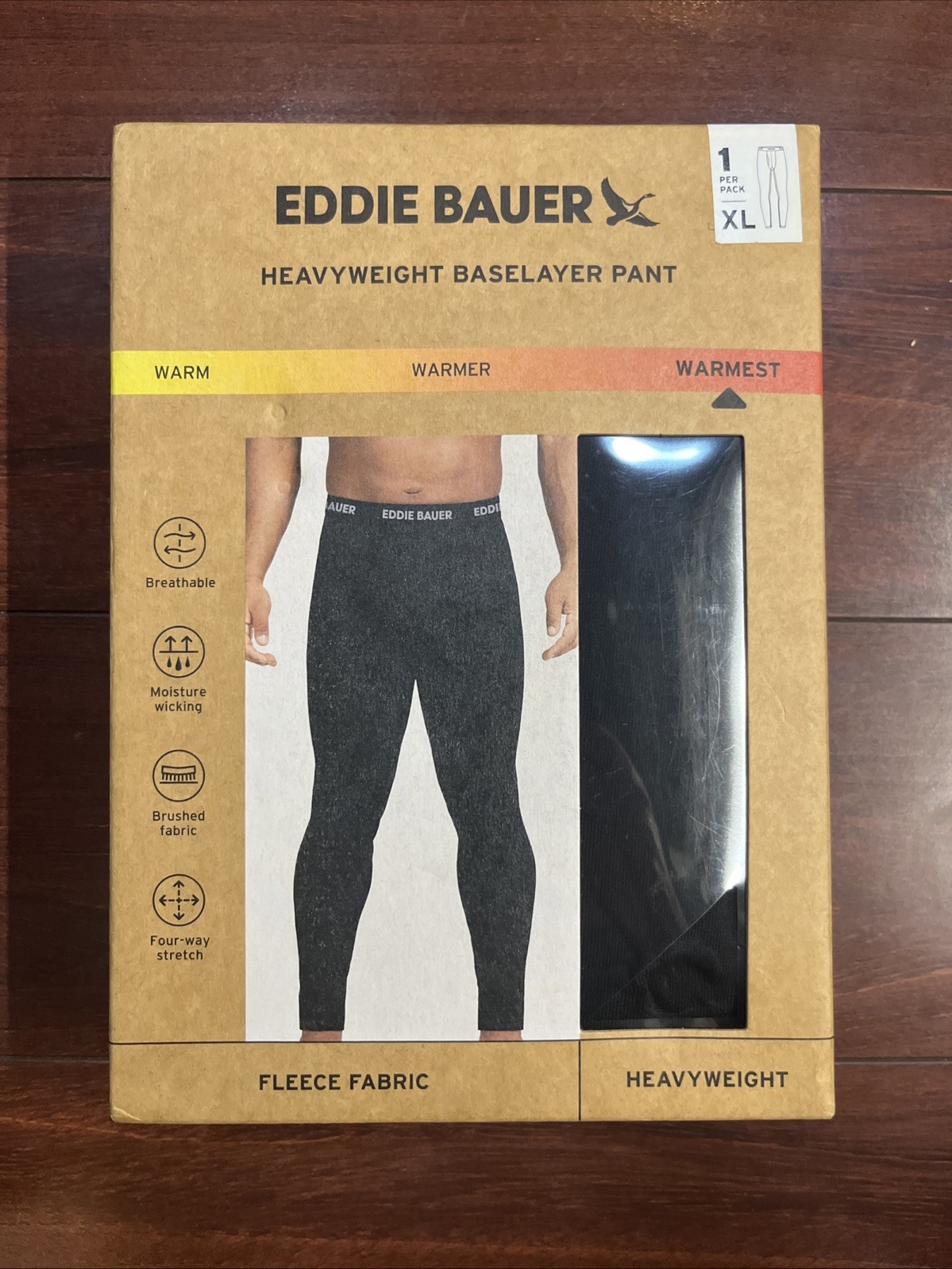 Eddie Bauer Heavyweight Base Pant Mens XL Black Brushed Fleece New SEALED BOX
