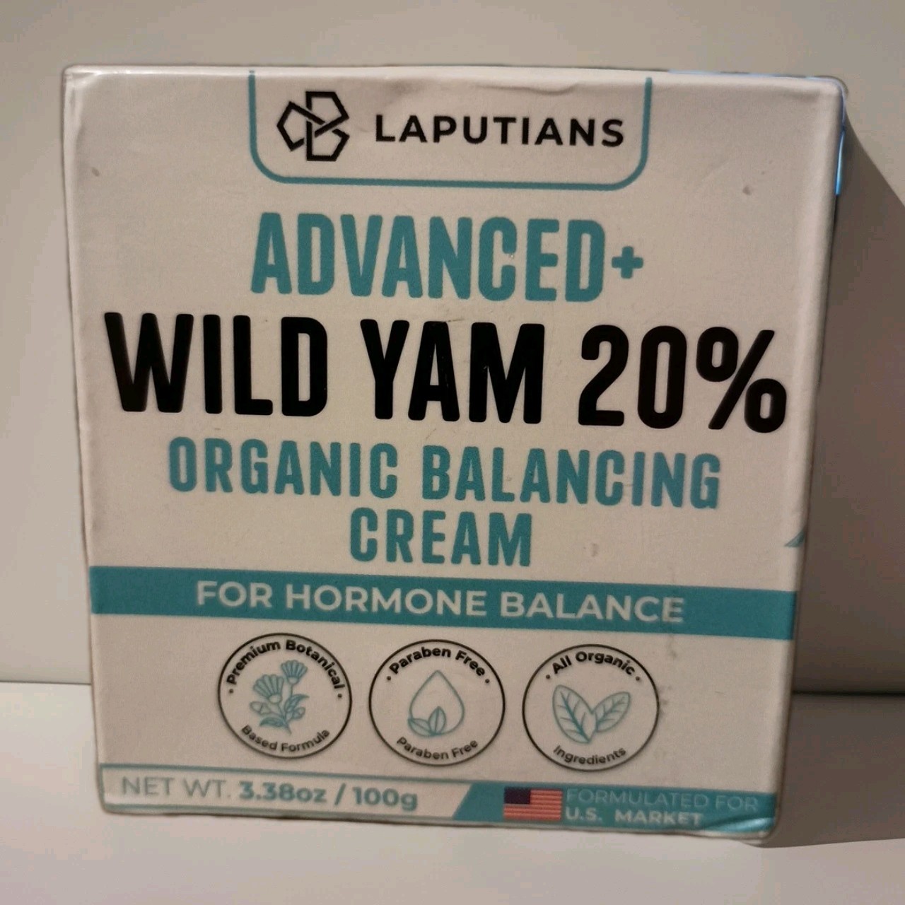 Hormone Balancing Cream Laputians Wild Yam 20% - Organic- 3.38oz - Exp 07/2027