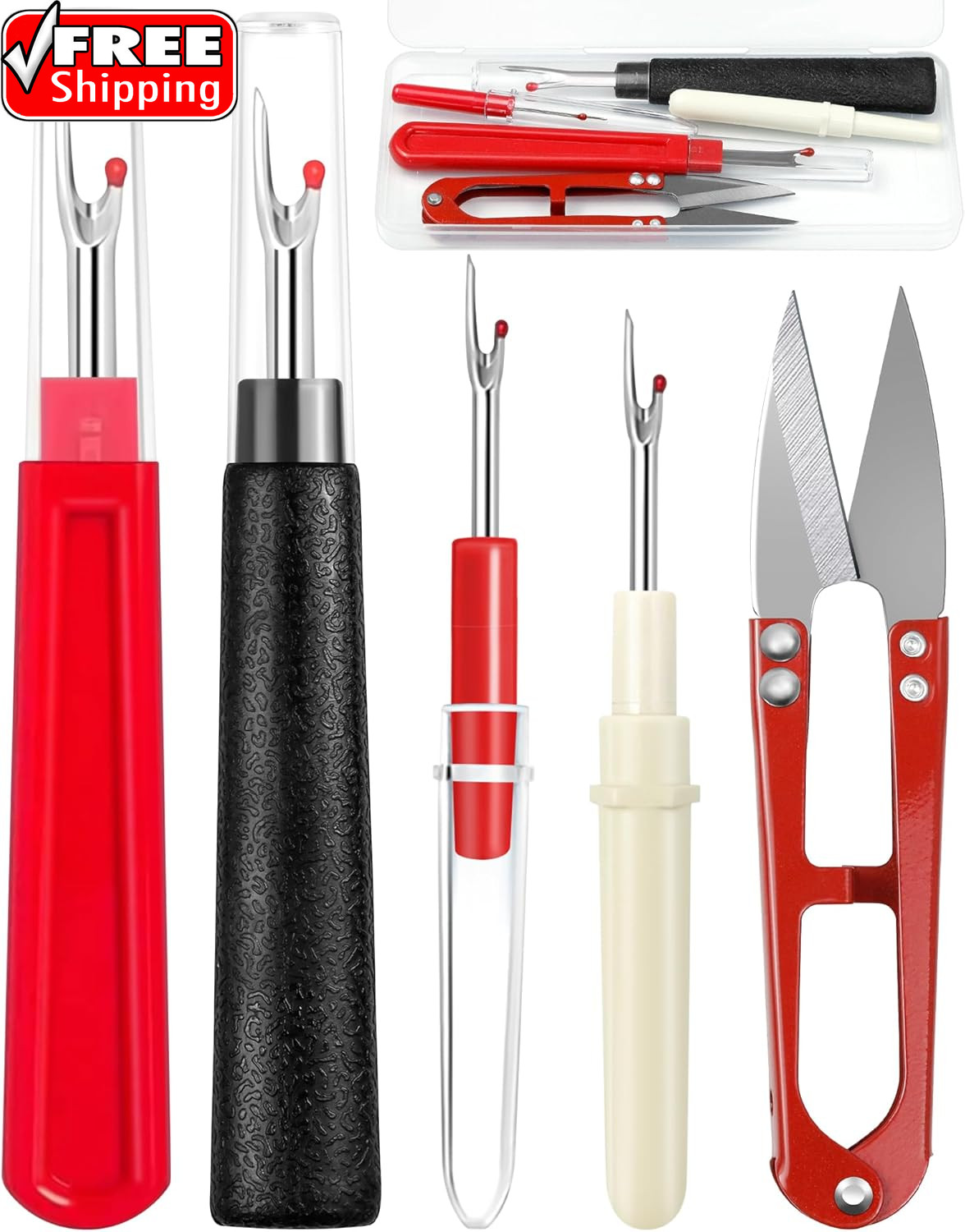 Seam Rippers for Sewing – 2 Big and 2 Small Stitch Remover Tools, Thread Ripper,