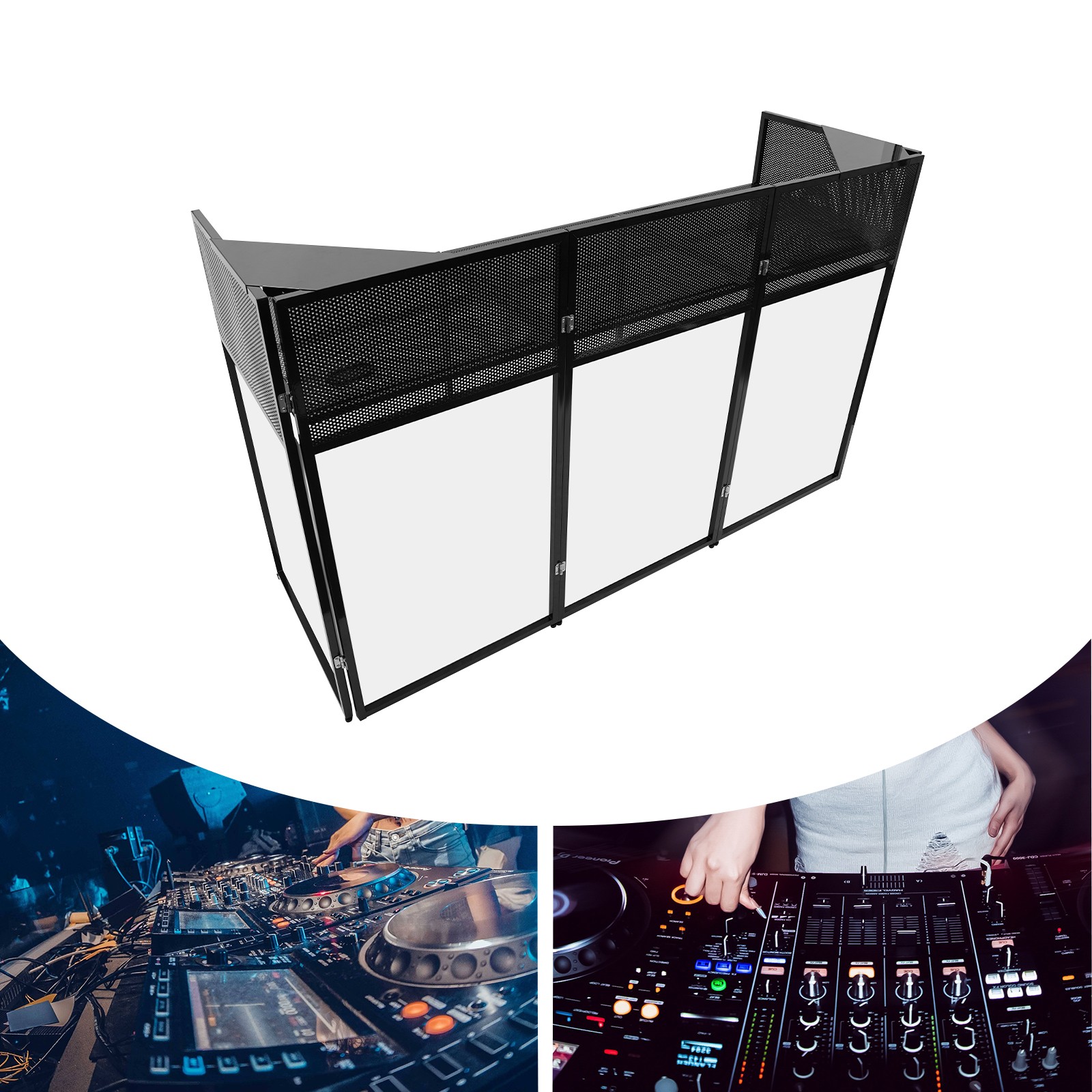 DJ Event Facade Black White Scrim Metal Frame Booth + 23“x73” Flat Table Top USA