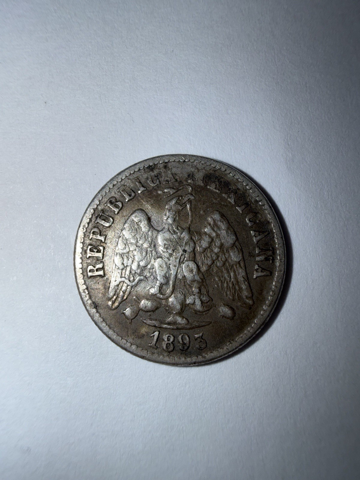 1893 Mexico 10 Centavos Silver Coin
