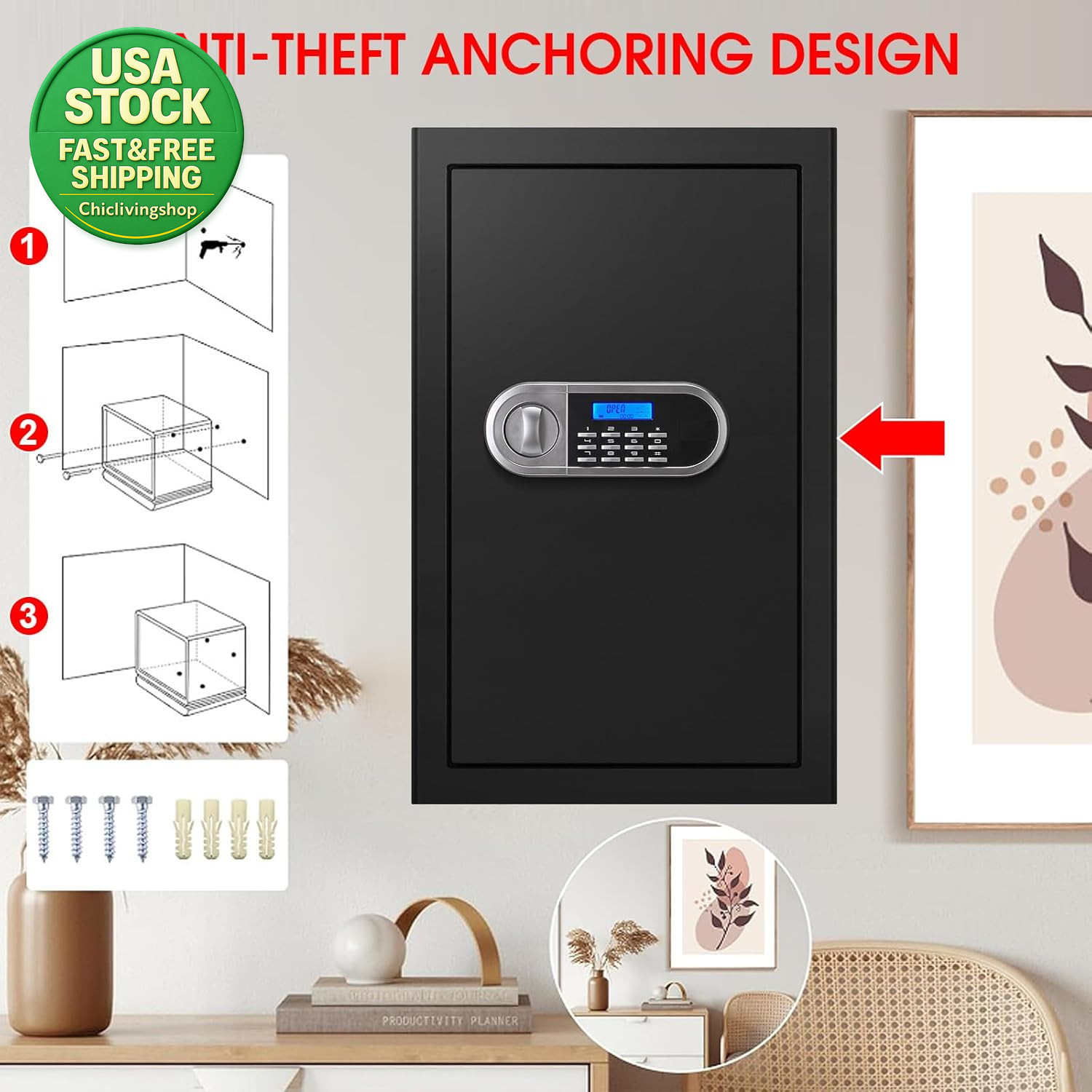 5.2 Cuft Fireproof Water Resistant Anti-Theft Digital Security Safe Box