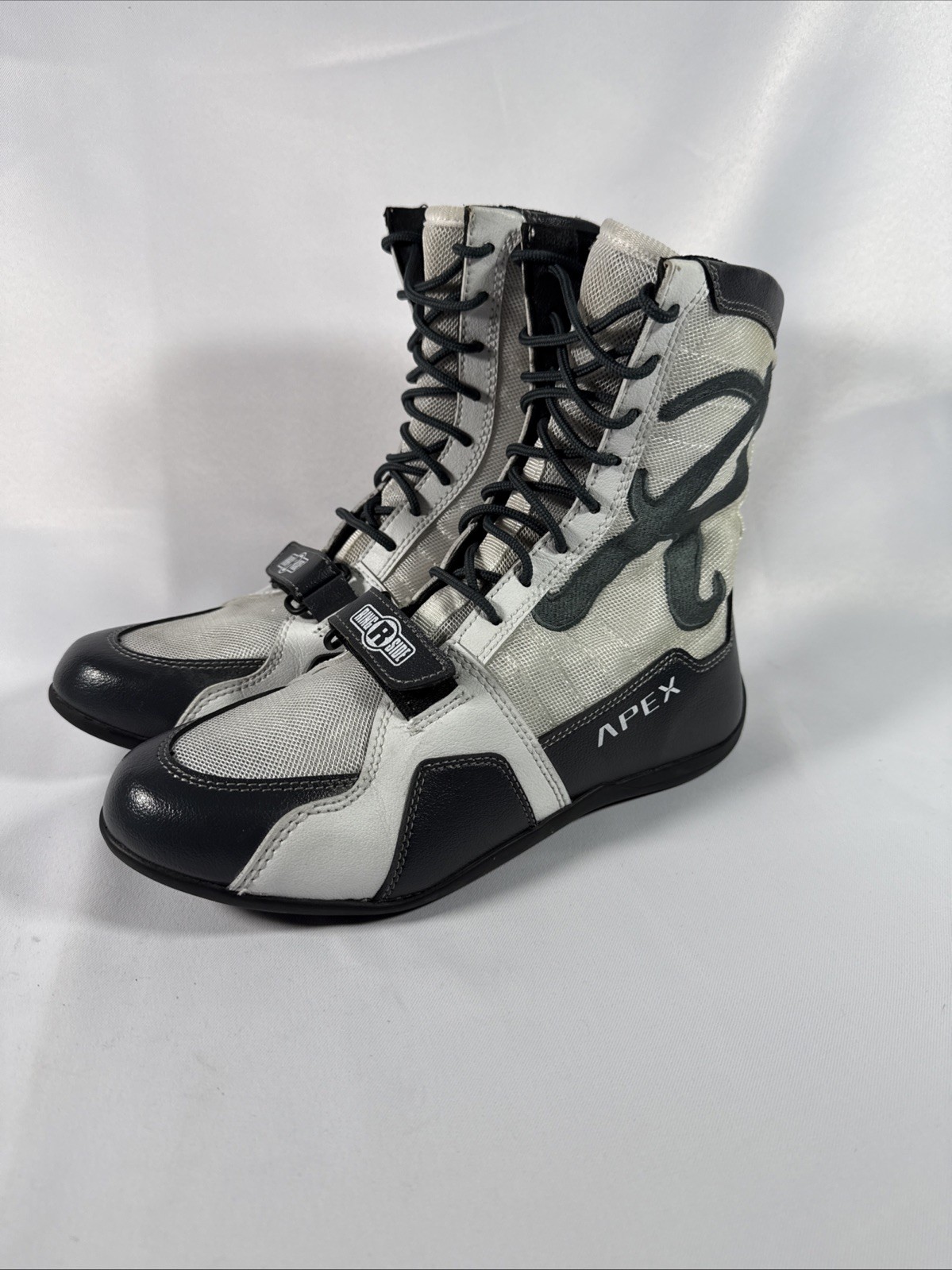 Ringside Apex Elite Shoe Hi-Top Boxing Shoes Boots White Blac Size 8