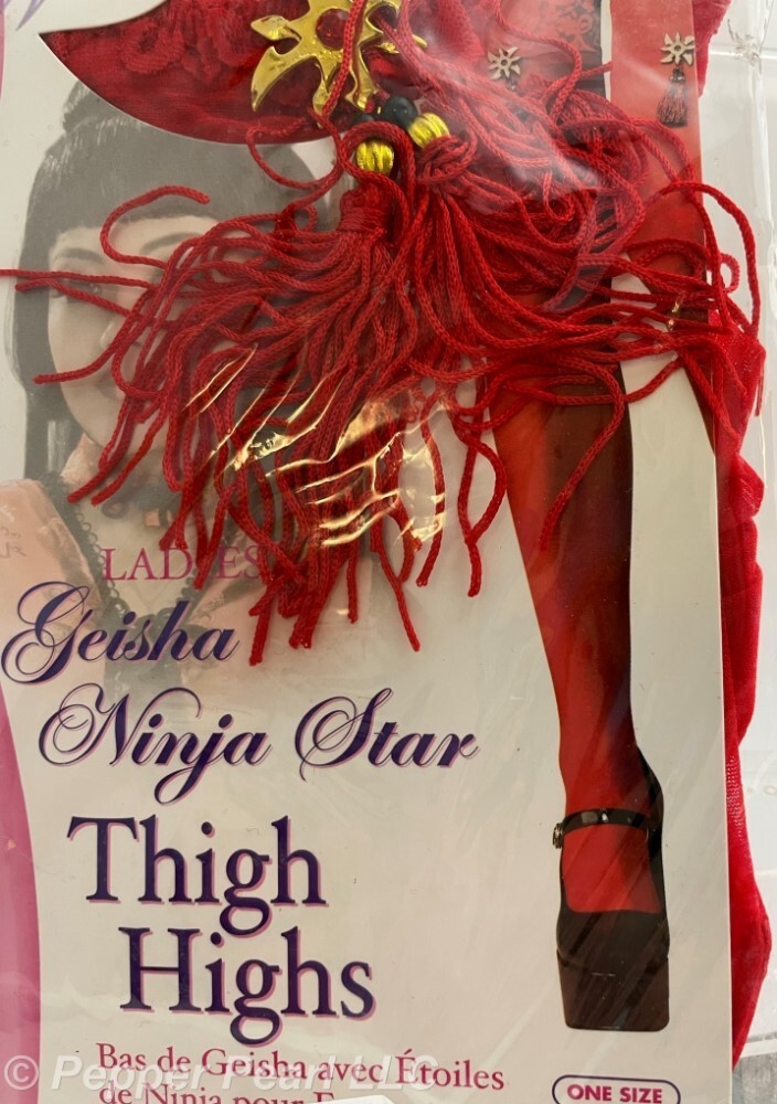 Geisha Ninja Star Thigh High Stockings with Tassel for Dress Up Cosplay Theater