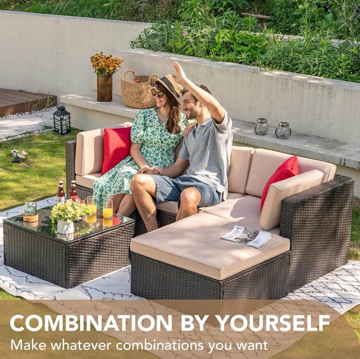 DEVOKO 5 PEICE ALL WEATHER OUTDOOR FURNITURE SET