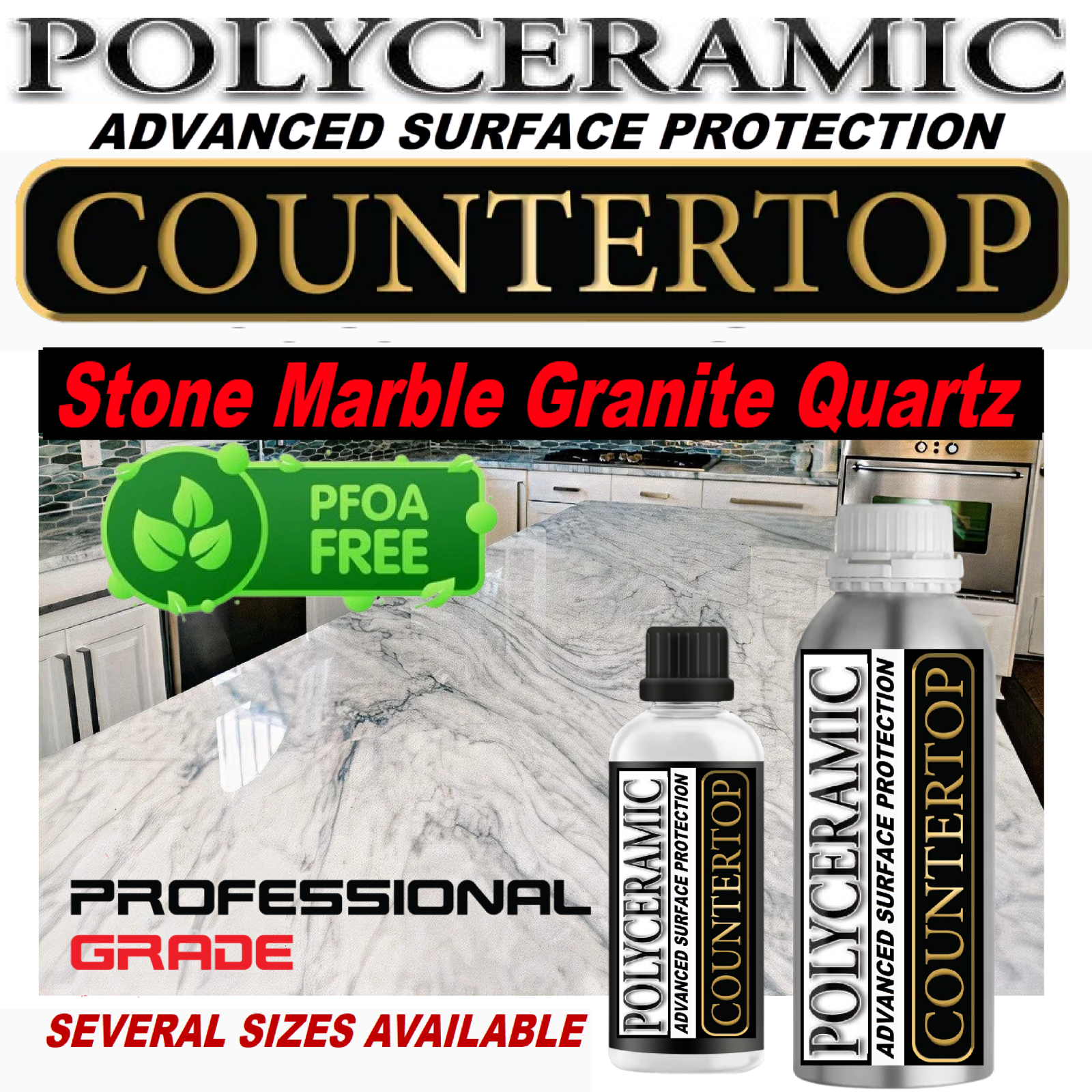 POLYCERAMIC COUNTERTOP PROTECTION CLEAR COATING ETCH & STAIN RESISTANT