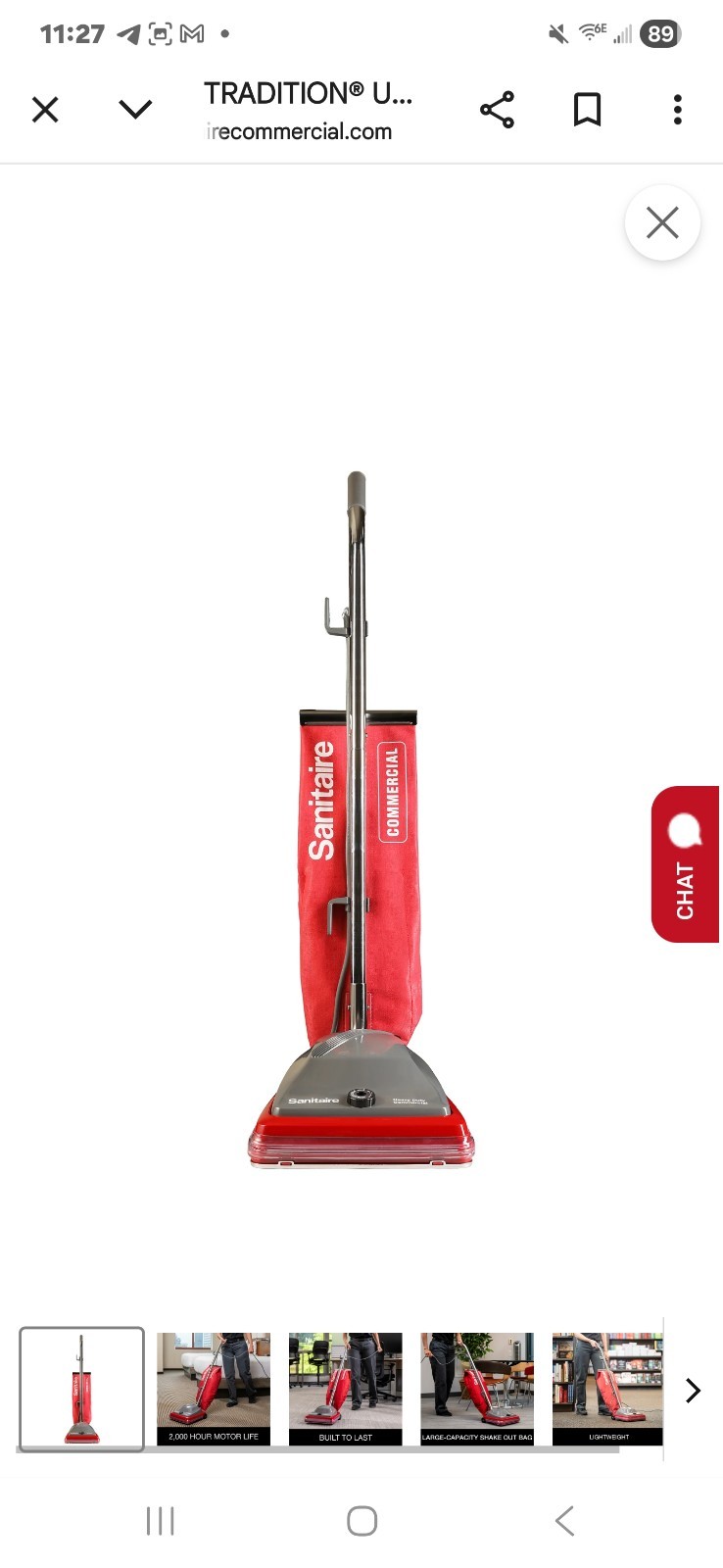 Sanitaire TRADITION SC684G 12" Upright Vacuum - Red
