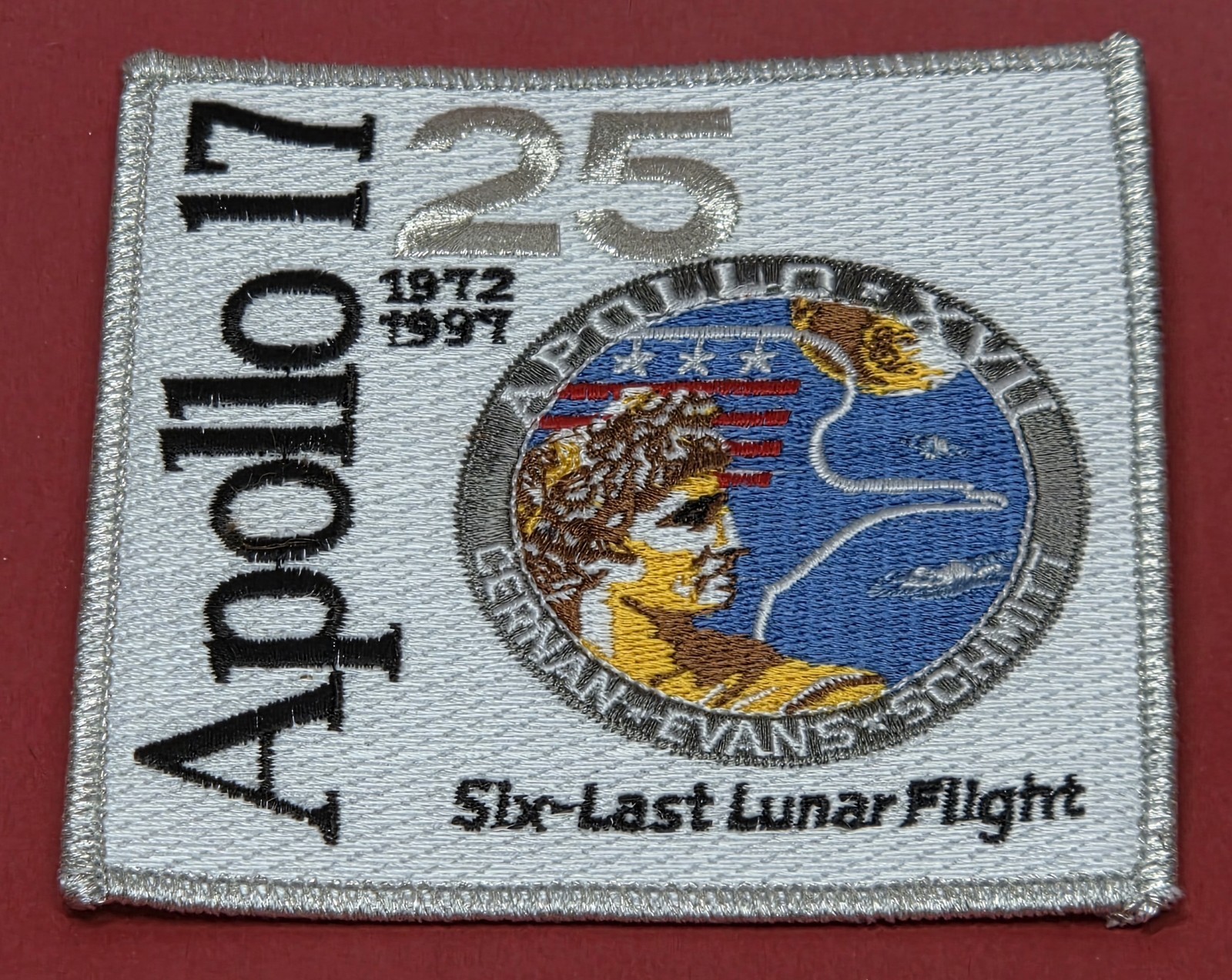 Apollo 17 25th Anniversary Patch 4" x 4" 1972-1997 Last Lunar Flight Apollo XVII