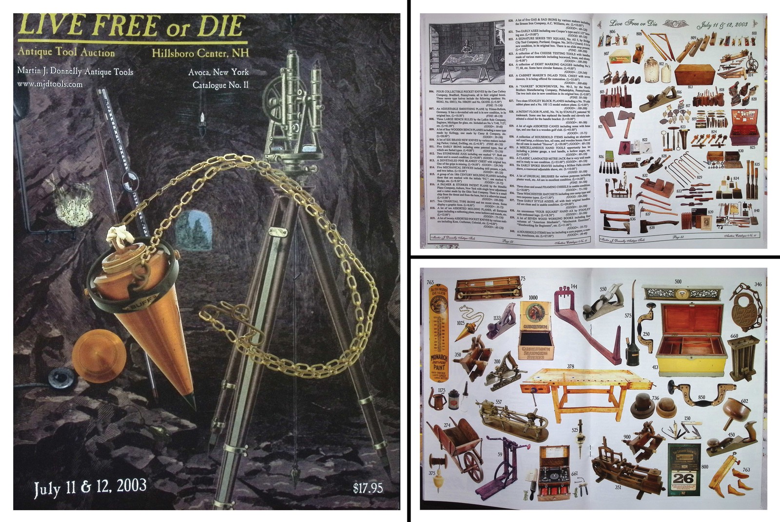 Full Color July, 2003 (ML03) Antique Tool Auction Catalog & Prices Realized