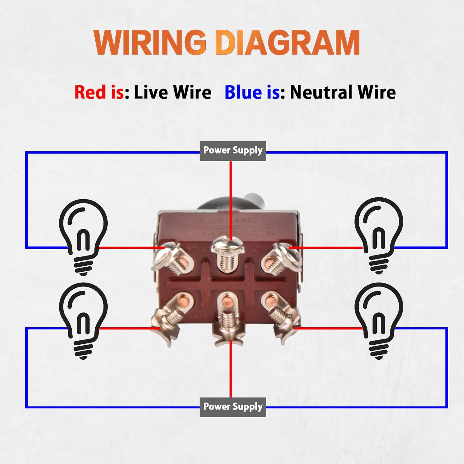 5-Pack DPDT Waterproof Toggle Switch, 12V DC 30A for Marine & Auto Use