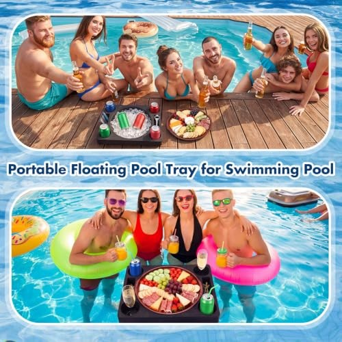 6x3 Floating Refreshment Table Tray for Pool with.8" Charcuterie 1 Black