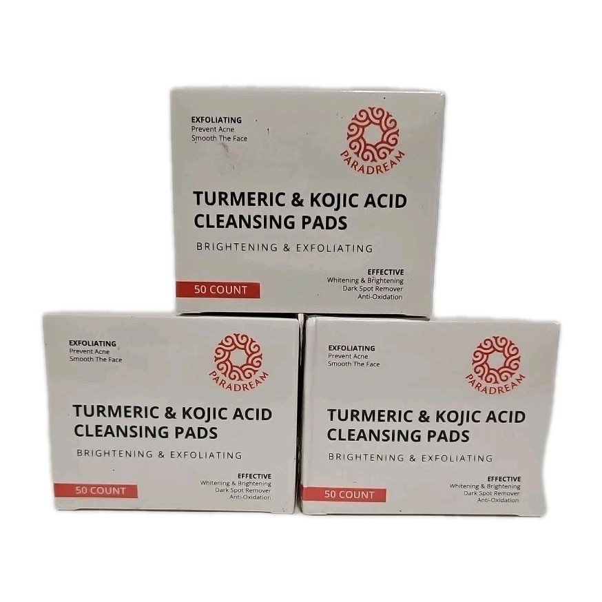 3X PARADREAM TURMERIC & KOJIC ACID CLEANSING PADS 50 Ct Ea NEW Clean Pores 2027