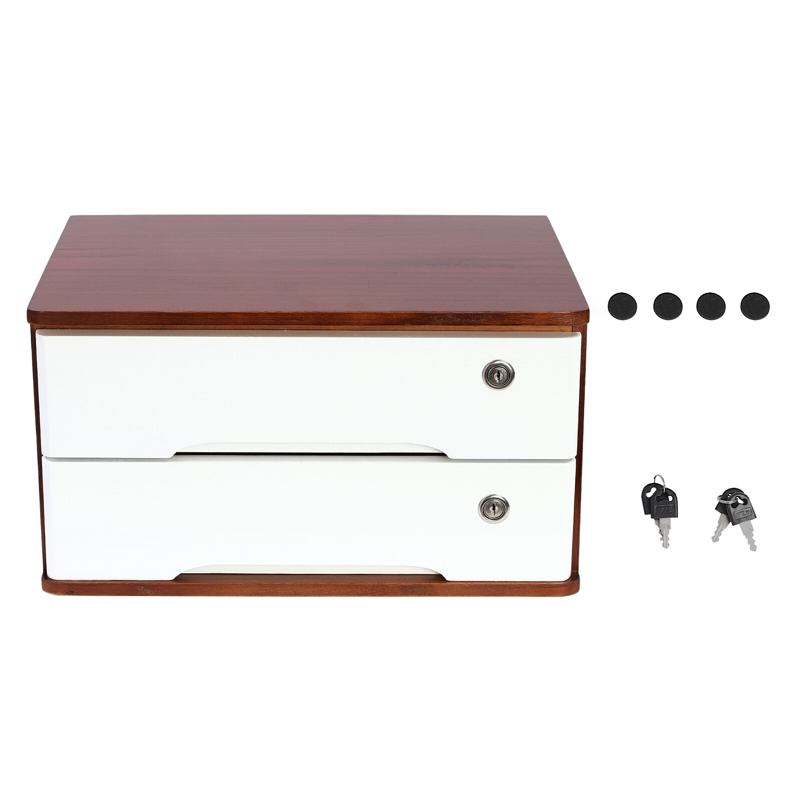 Wooden Desktop Storage Box, Desk Organizer, Desktop Storage Box+Lockable Drawer