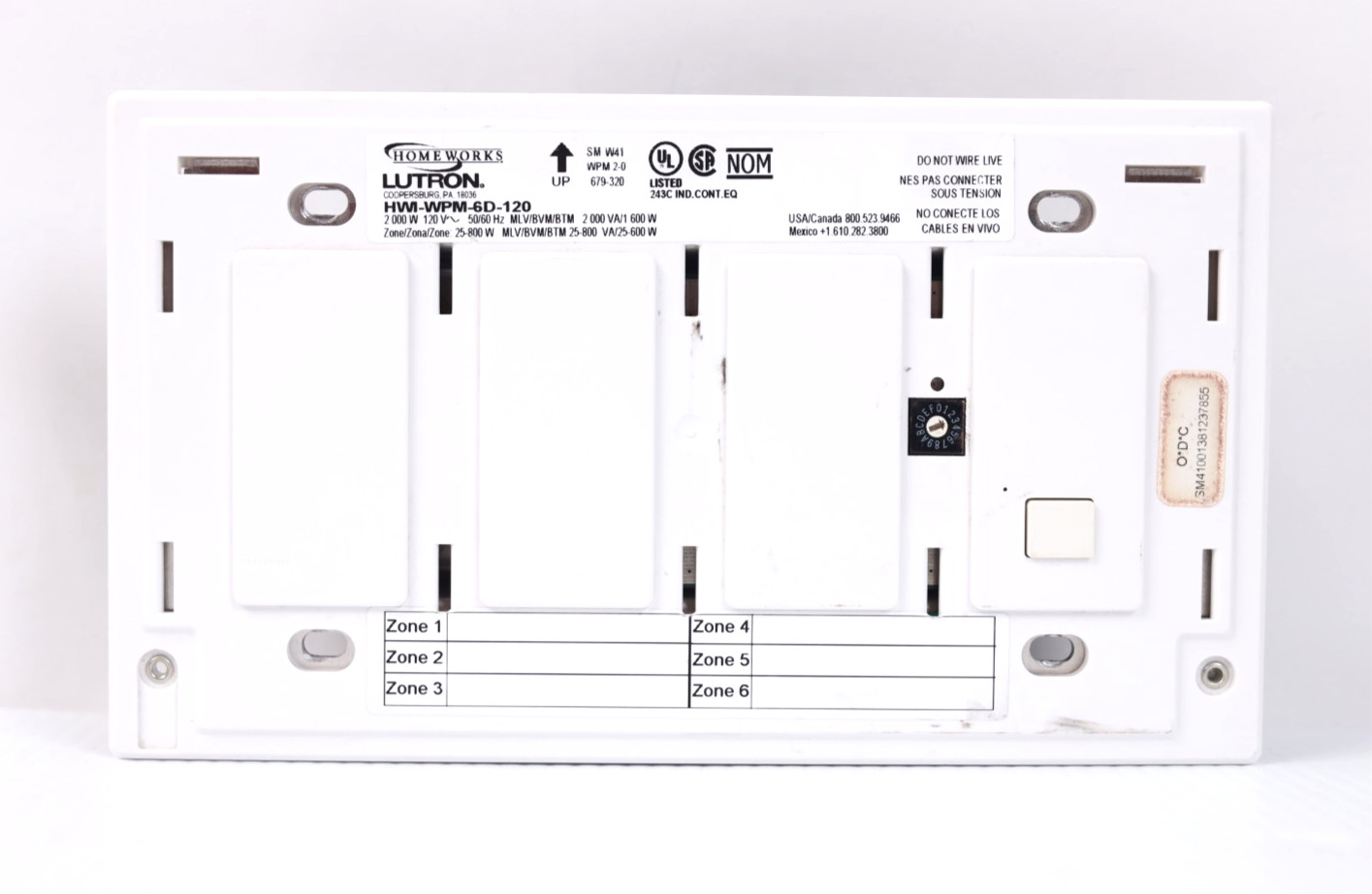 Lutron HomeWorks HWI-WPM-6D-120 (No Cover) Wallbox Power Module w698