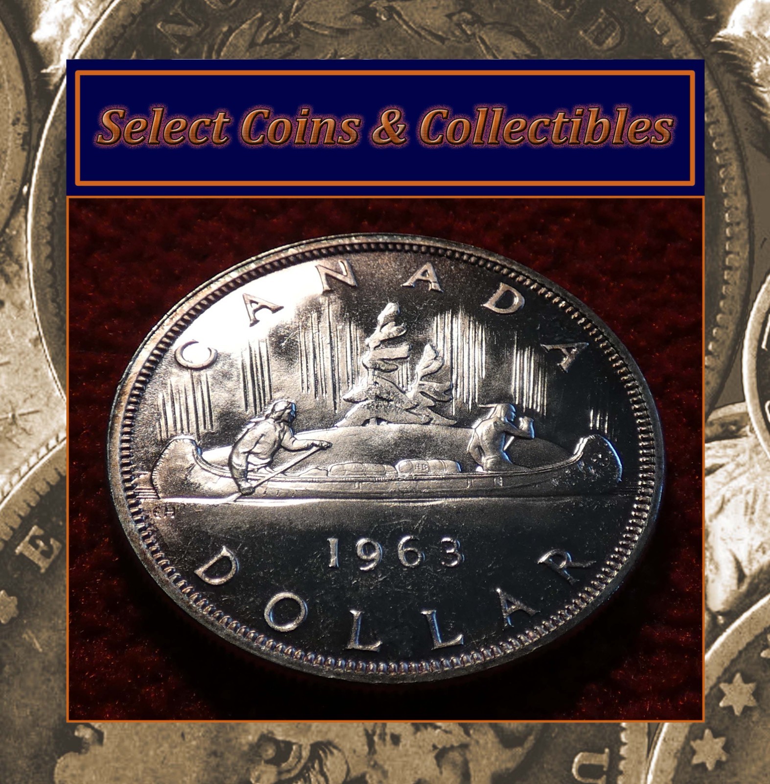 1963 Canadian Proof-Like Silver Dollar Lustrous Choice BU CAMEO Coin 80% Silver
